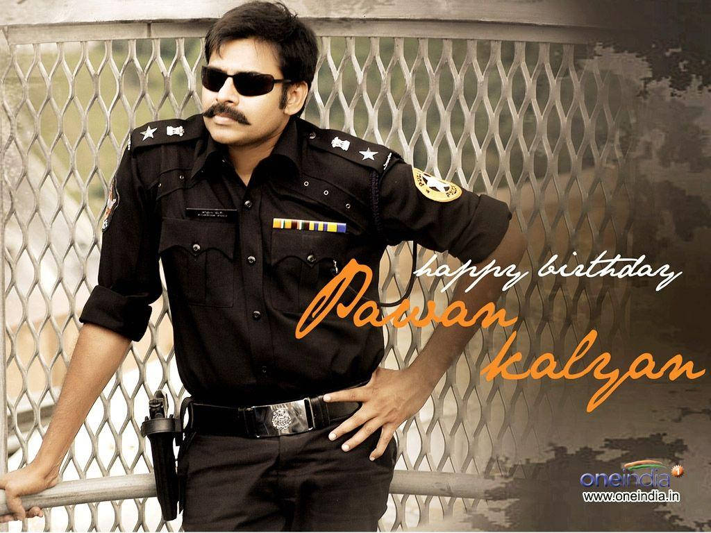 Pawan Kalyan, policeman uniform, black police uniform, SD Desktop Wallpaper