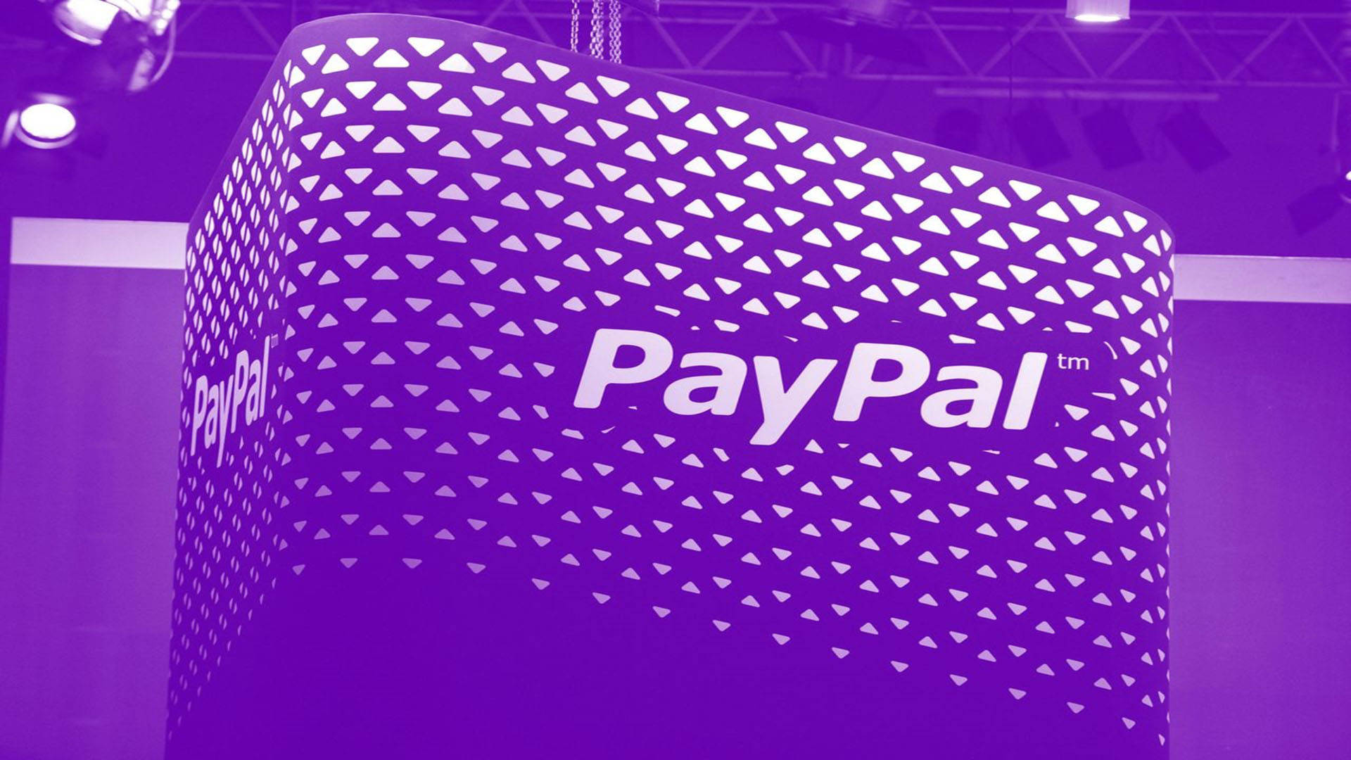 PayPal, purple light fixture, geometric-patterned PayPal booth, Full HD Desktop Wallpaper