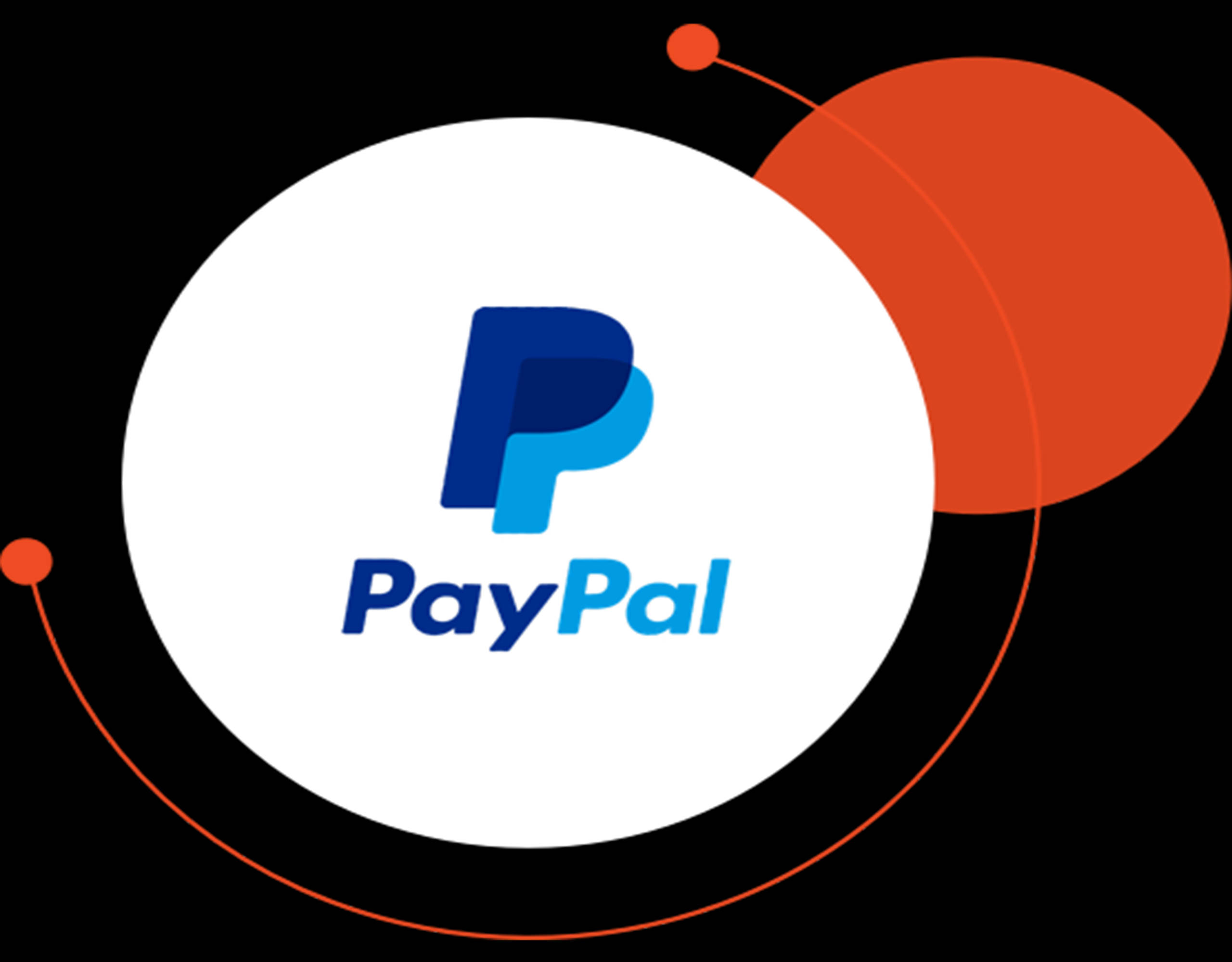PayPal, white circle, orange abstract shapes, 2K Desktop Wallpaper