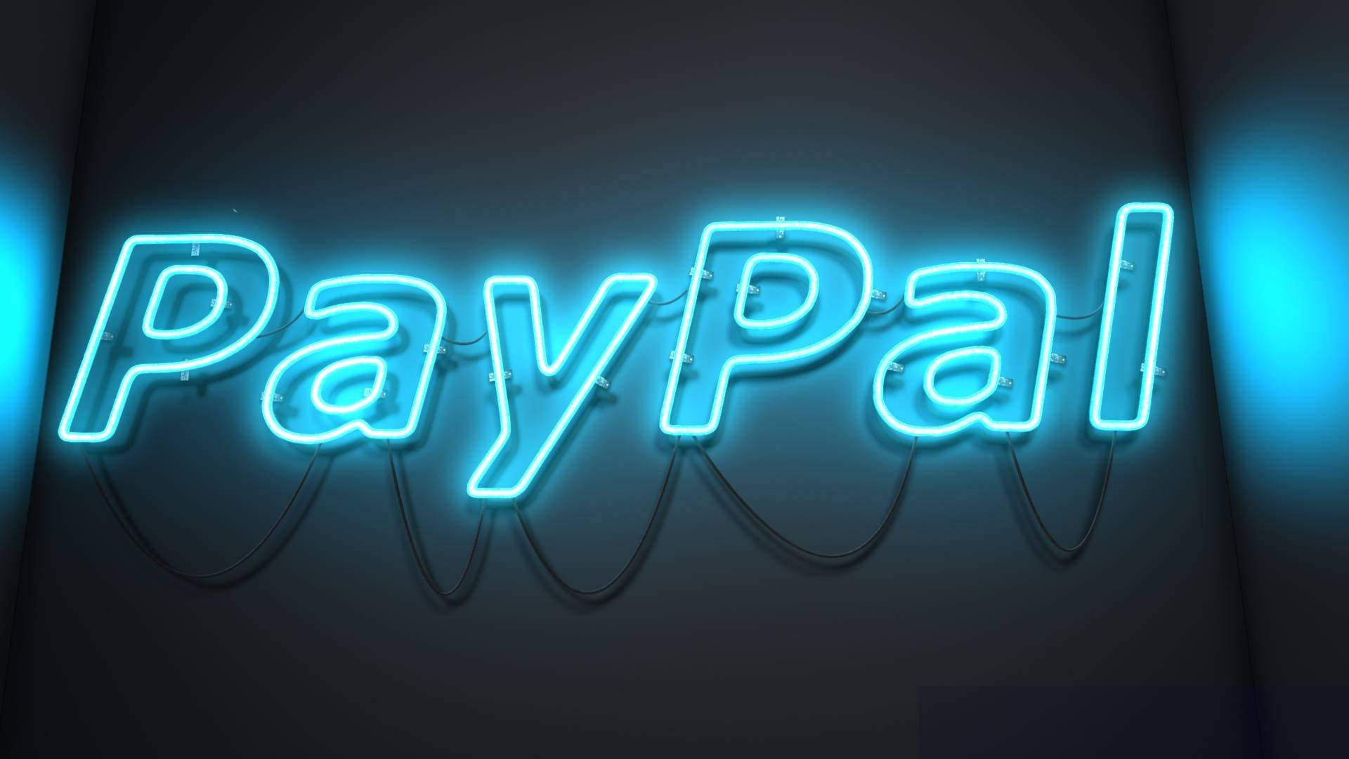 PayPal, neon blue light, glowing blue neon sign, Full HD Desktop Wallpaper
