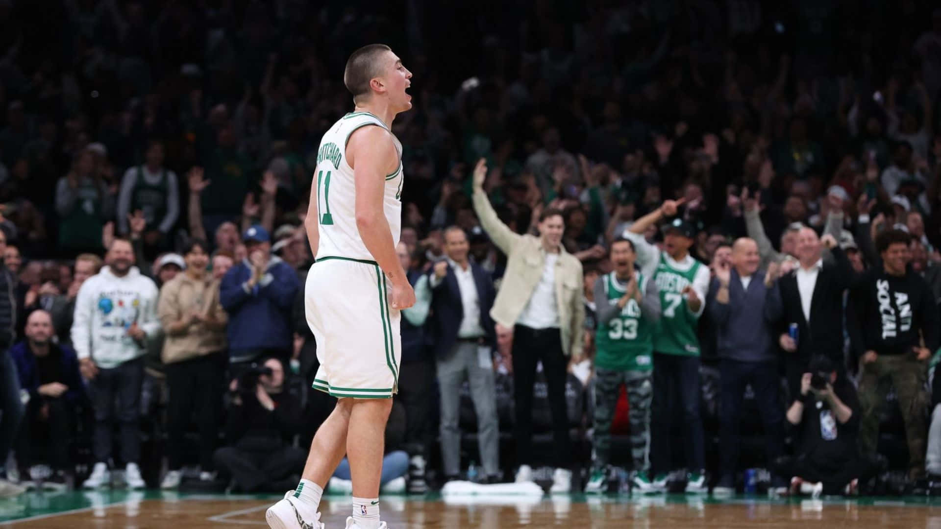 Payton Pritchard, white jersey, number 1, Full HD Desktop Wallpaper