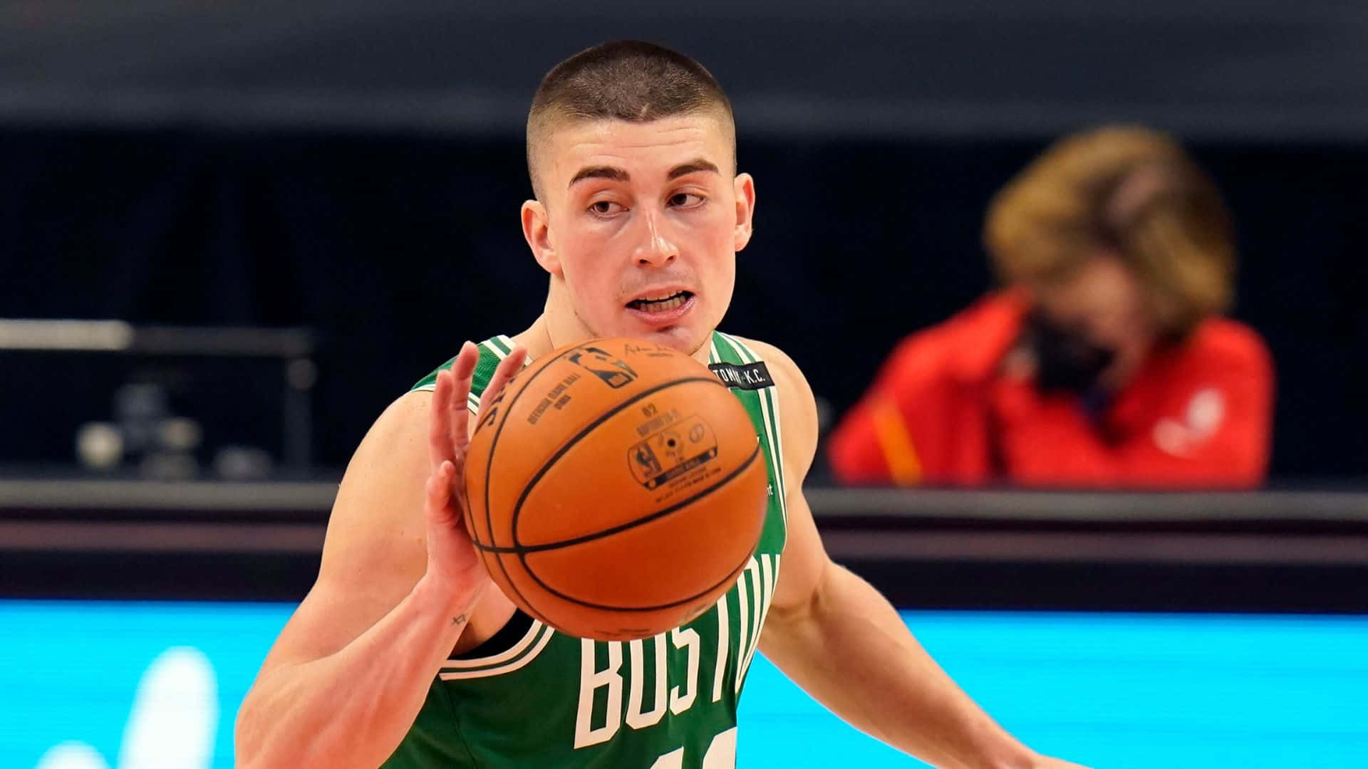 Payton Pritchard, green Boston jersey, basketball player, Full HD Desktop Wallpaper