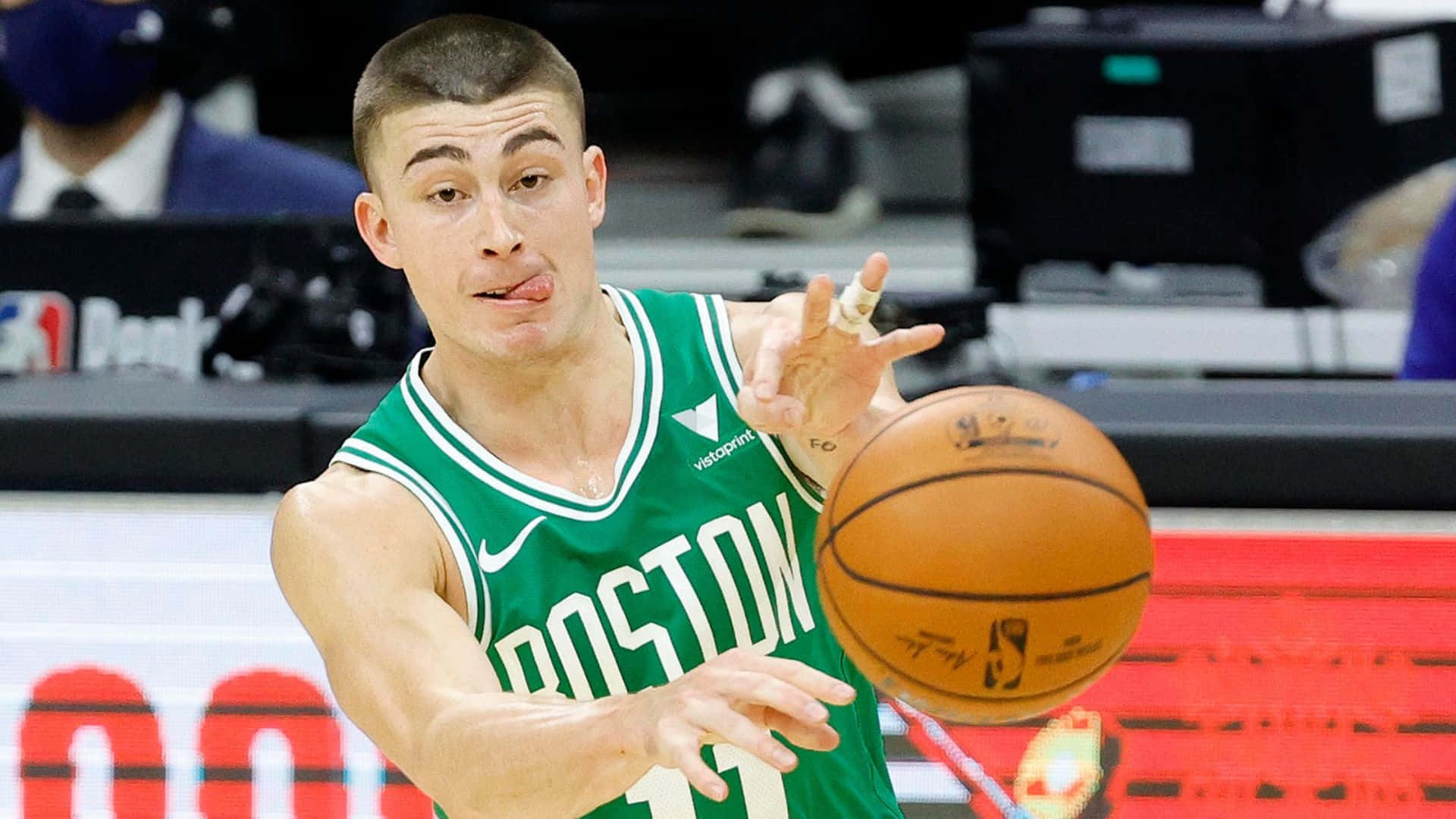 Payton Pritchard, green Boston jersey, basketball player, Full HD Desktop Wallpaper