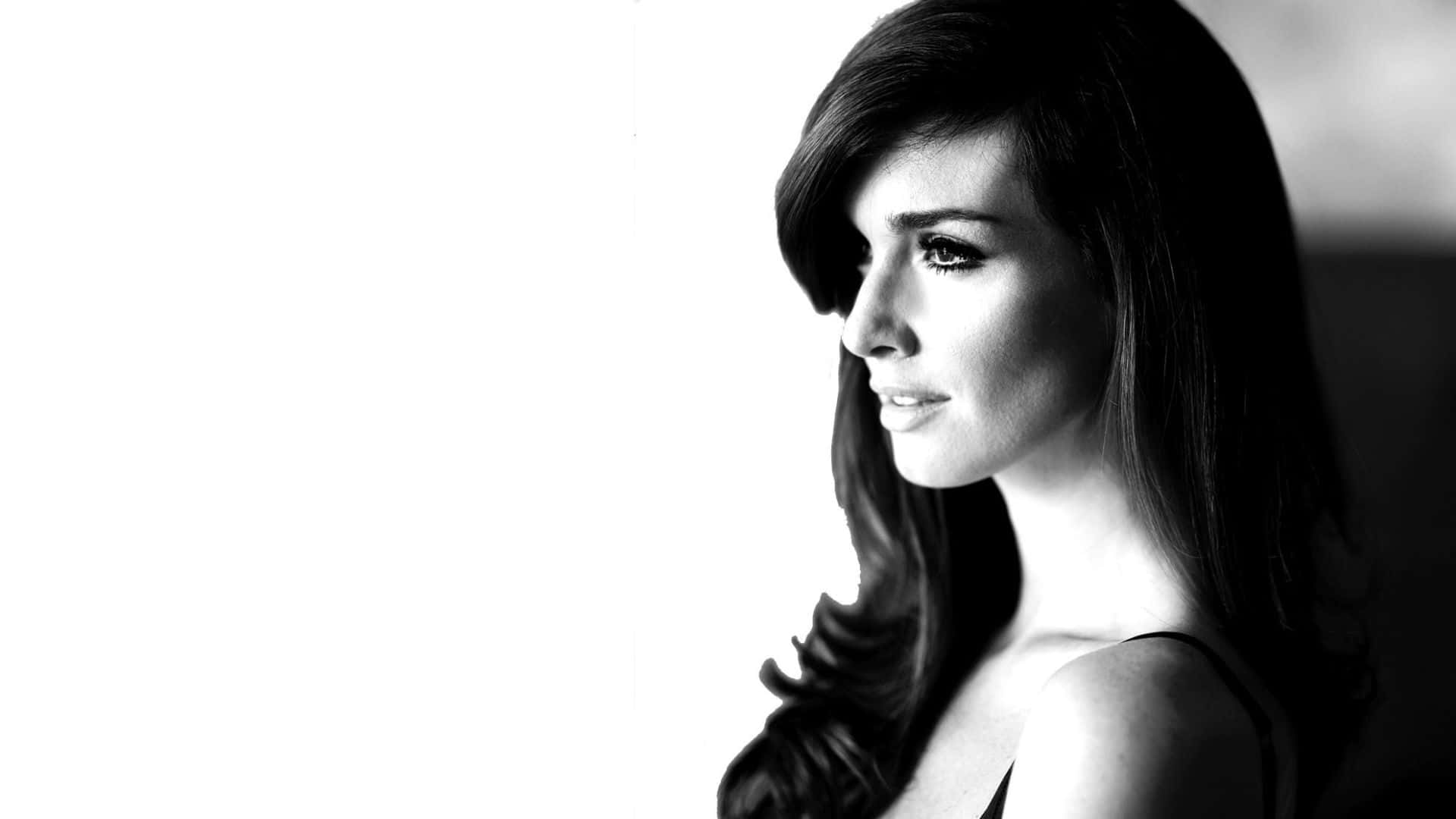 Paz Vega, black and white portrait, profile, Full HD Desktop Wallpaper