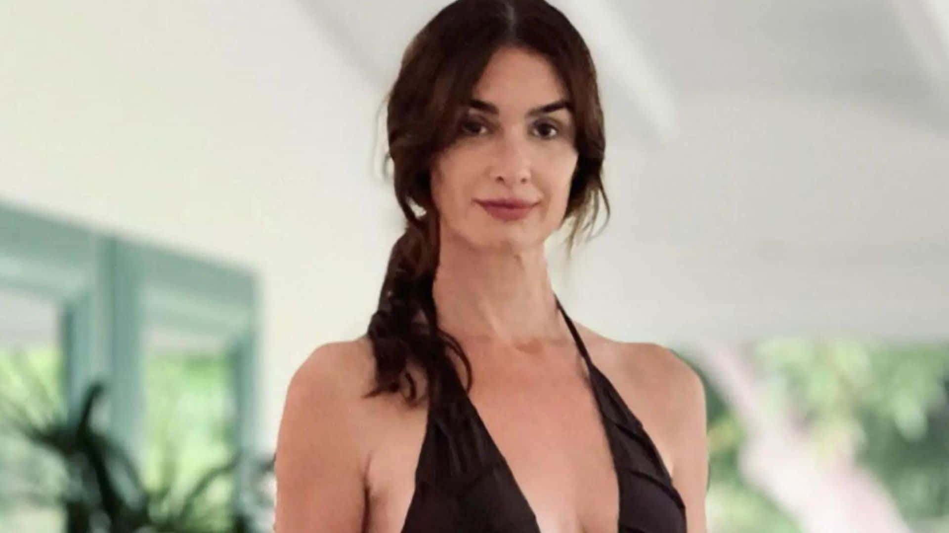 Paz Vega, red, black halter top, Full HD Desktop Wallpaper