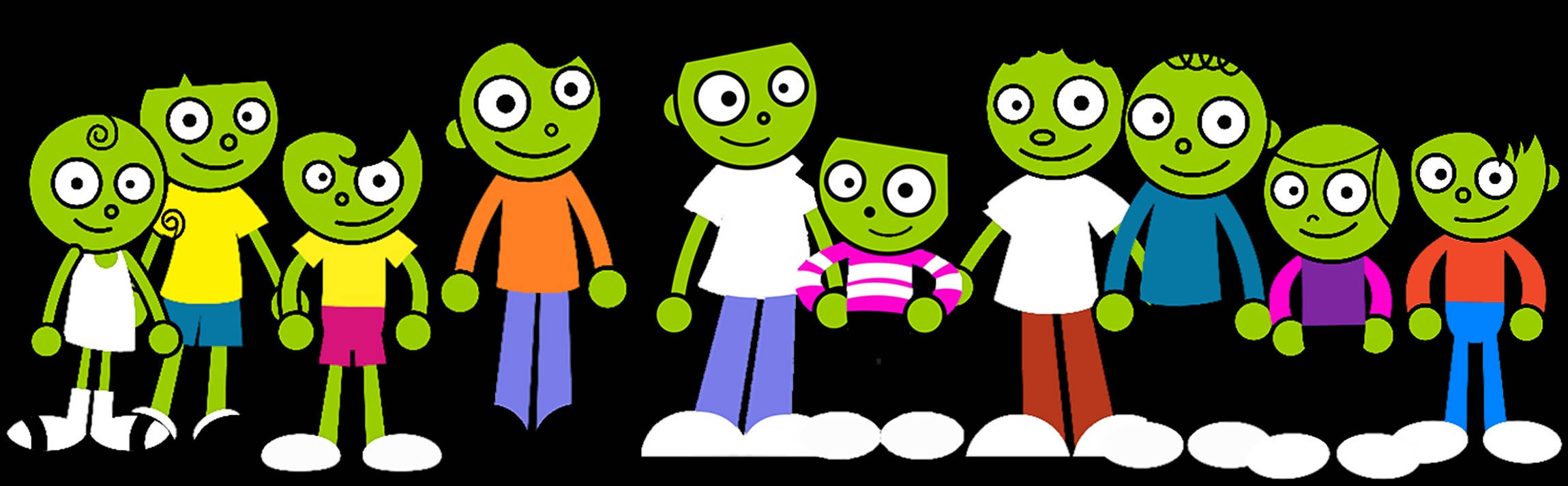 PBS Kids, cartoon green aliens, big eyes, Full HD Desktop Wallpaper