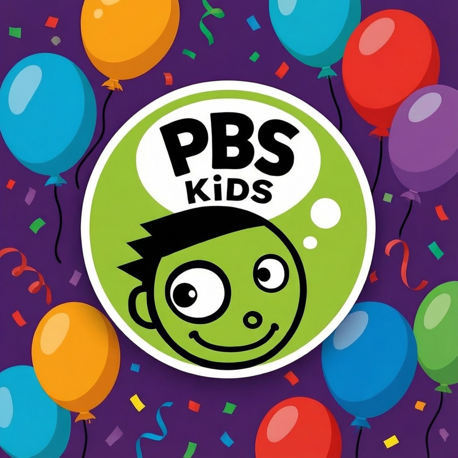 PBS Kids, green cartoon face, white circle, HD Desktop Wallpaper
