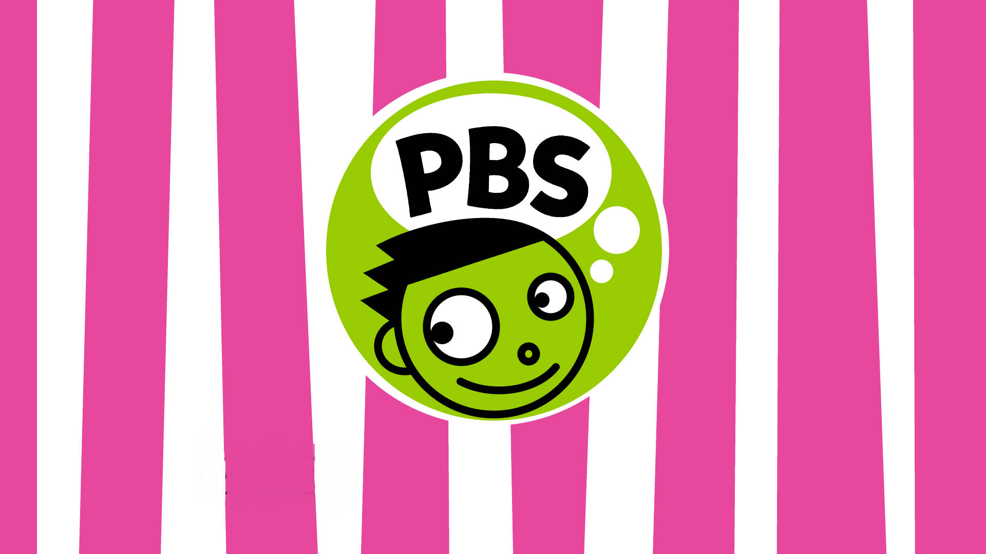PBS Kids, pink and white vertical striped background, lime green circle, Full HD Desktop Wallpaper
