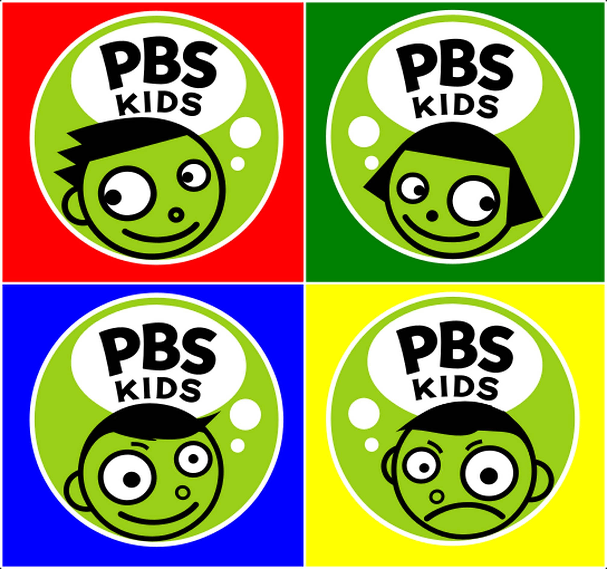 PBS Kids, green cartoon child face, solid colored backgrounds, Full HD Desktop Wallpaper