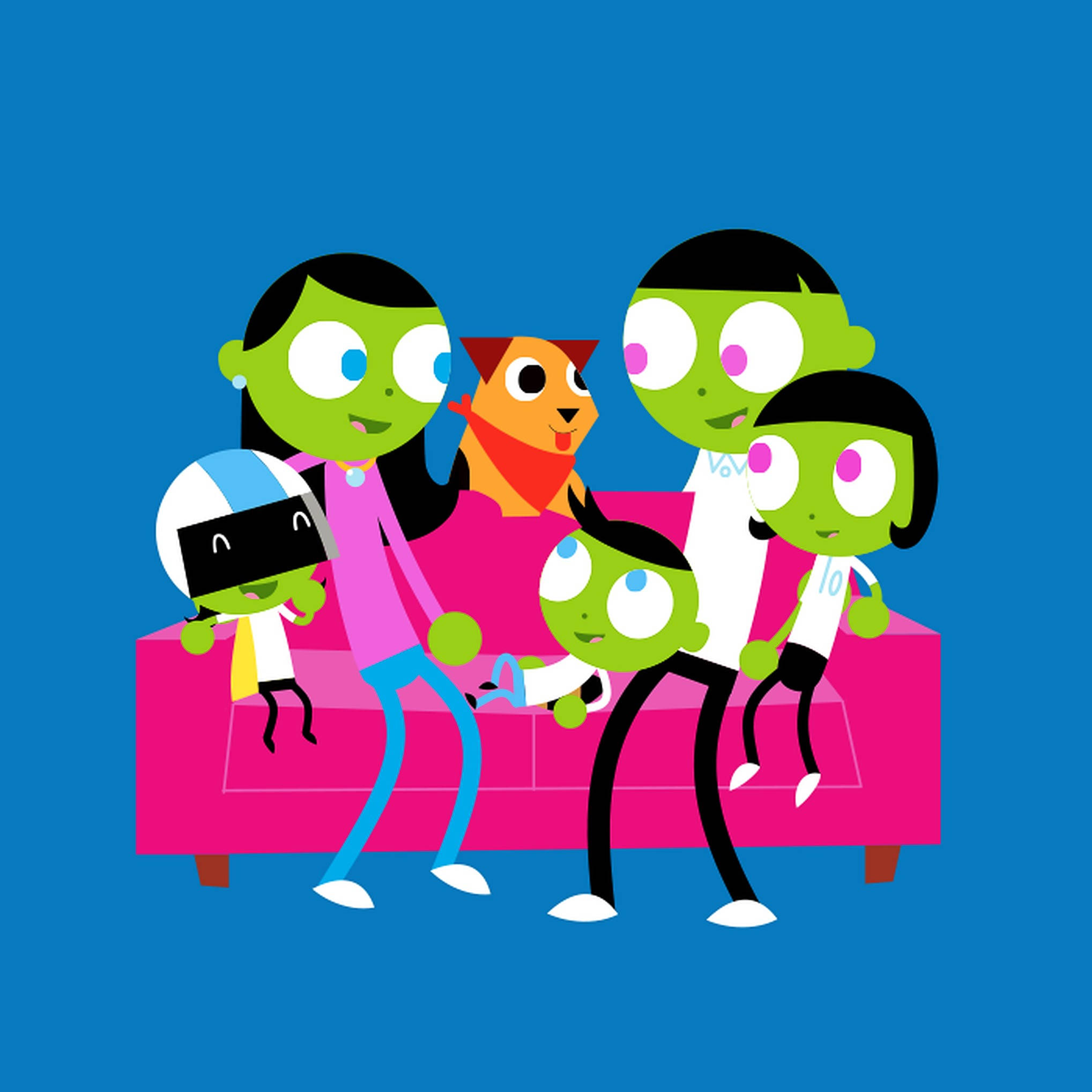 PBS Kids, Happy Family, green skin, Full HD Desktop Wallpaper