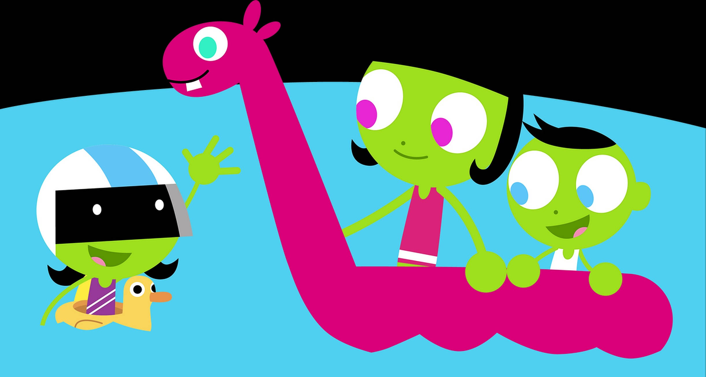 PBS Kids, swimming floaters, pink dinosaur, Full HD Desktop Wallpaper