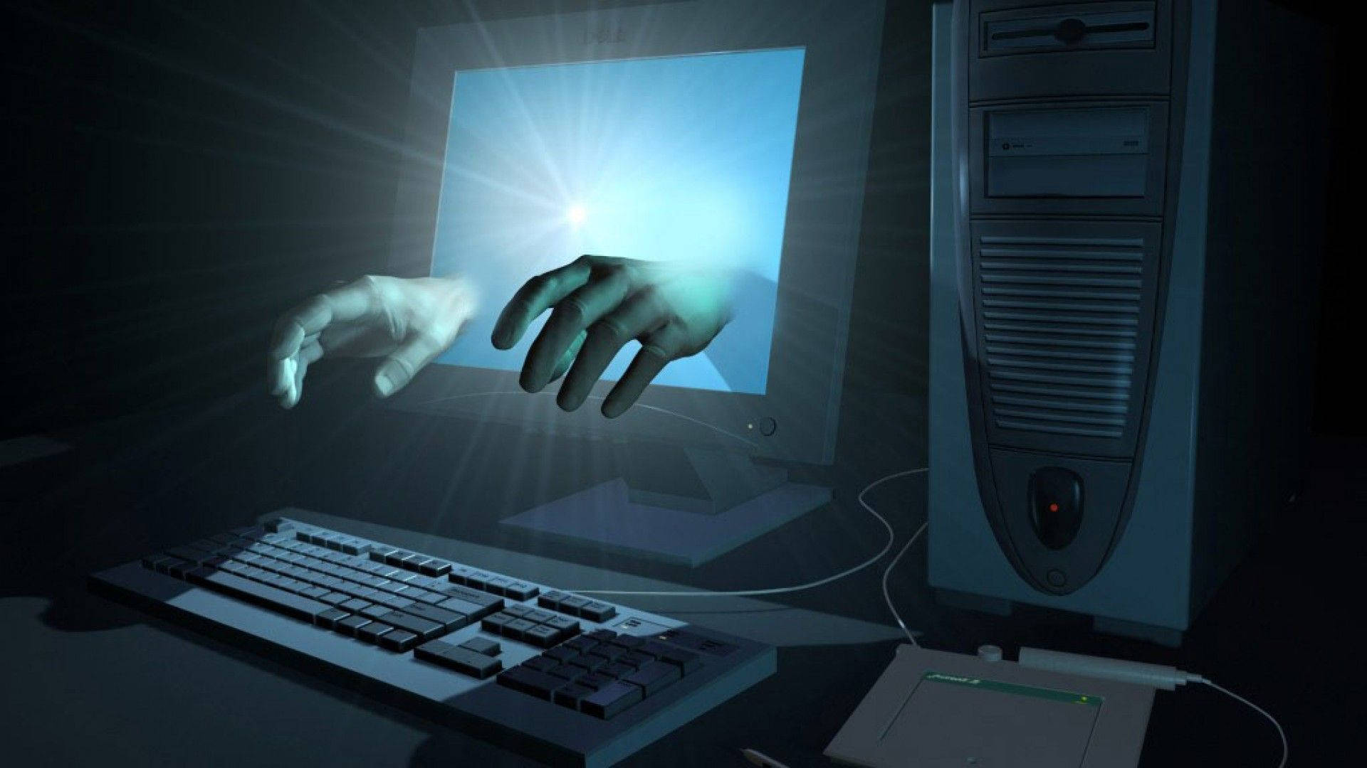 Pc Computer Desktop, old desktop setup, glowing computer monitor, Full HD Desktop Wallpaper
