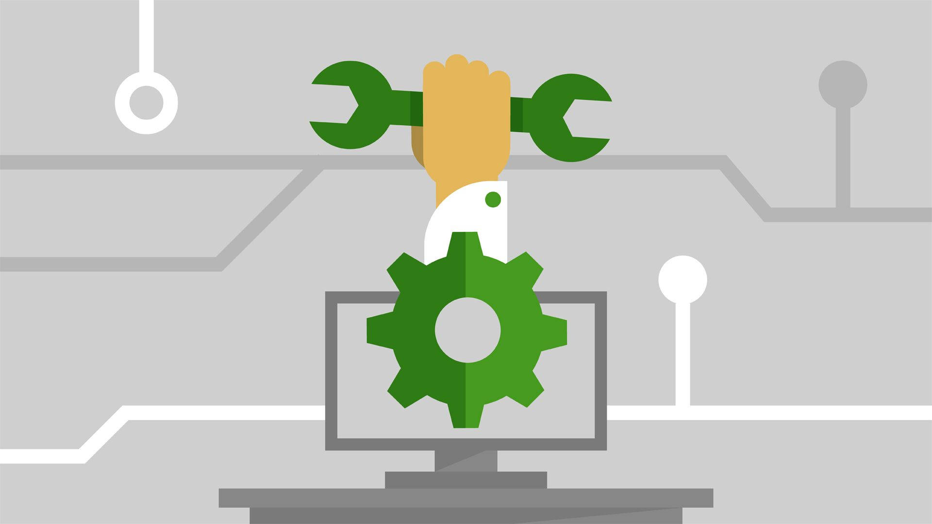 green wrench, computer monitor, green gear, Full HD Desktop Wallpaper