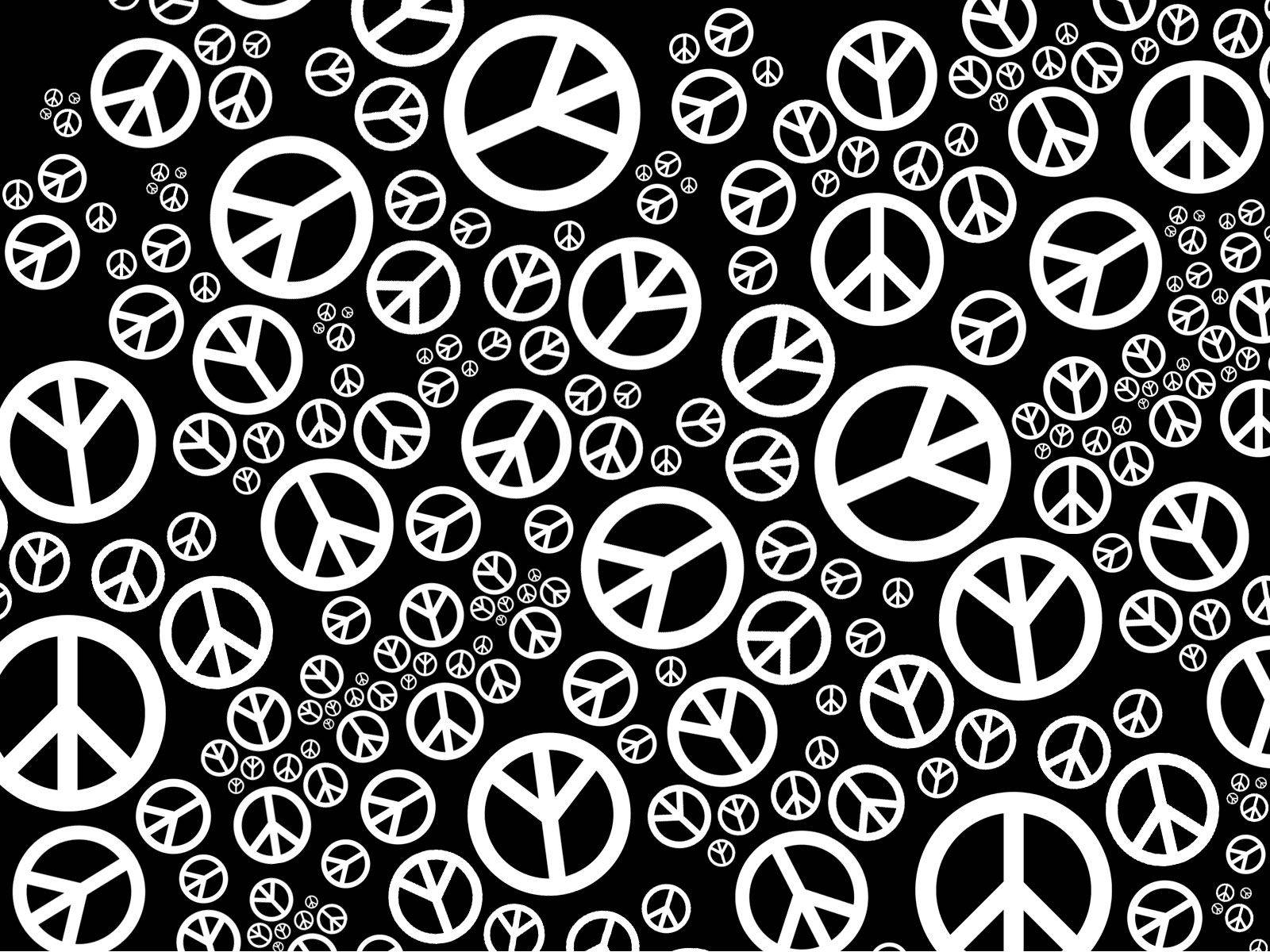 peace symbols, black and white, overlapping, HD Desktop Wallpaper