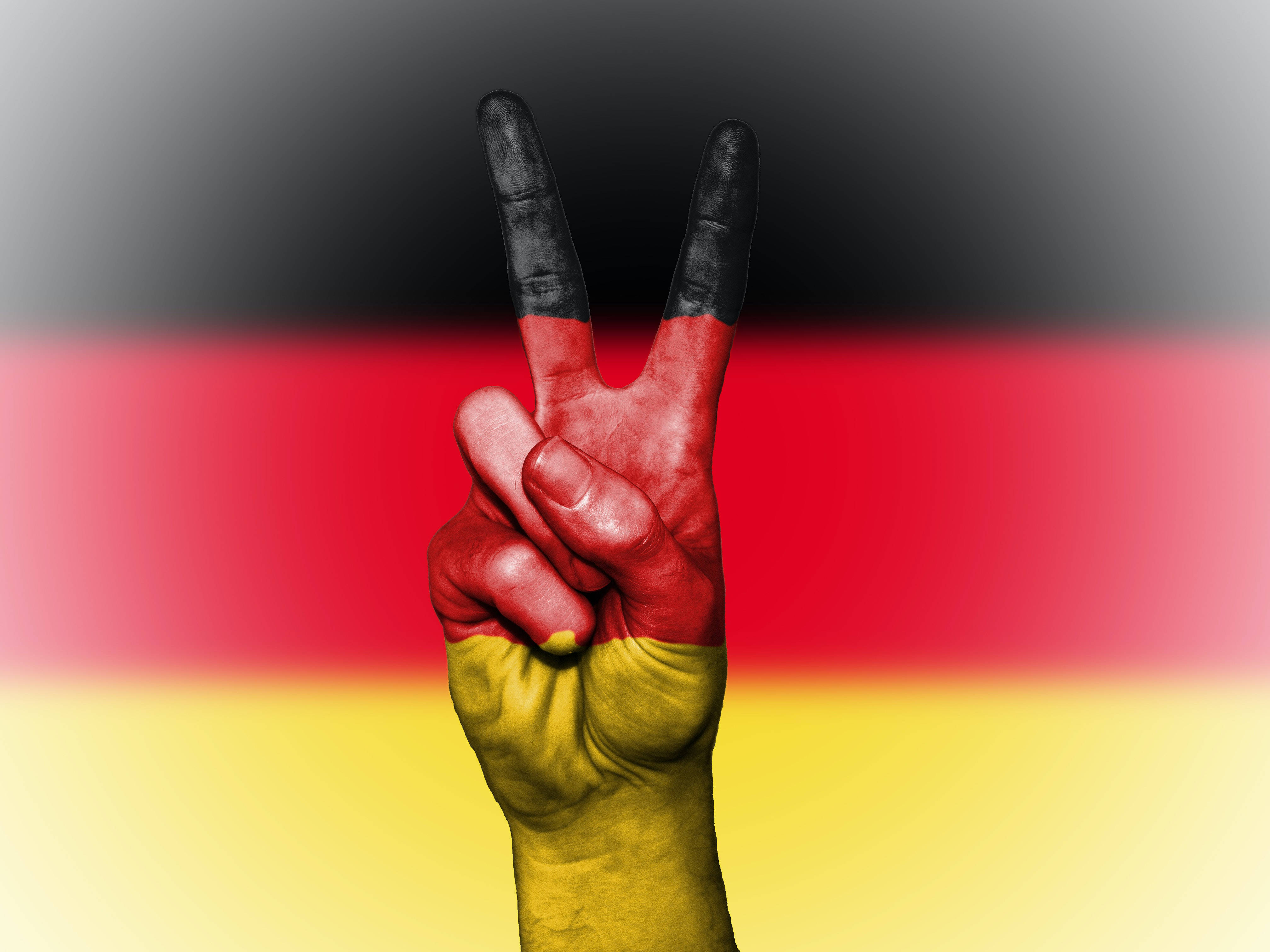 hand peace symbol, German flag, Germany's flag colors, 4K Desktop Wallpaper