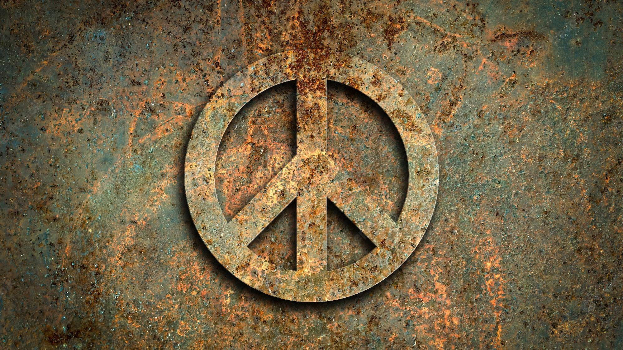 peace symbol, rusty metal, textured orange patina, Full HD Desktop Wallpaper