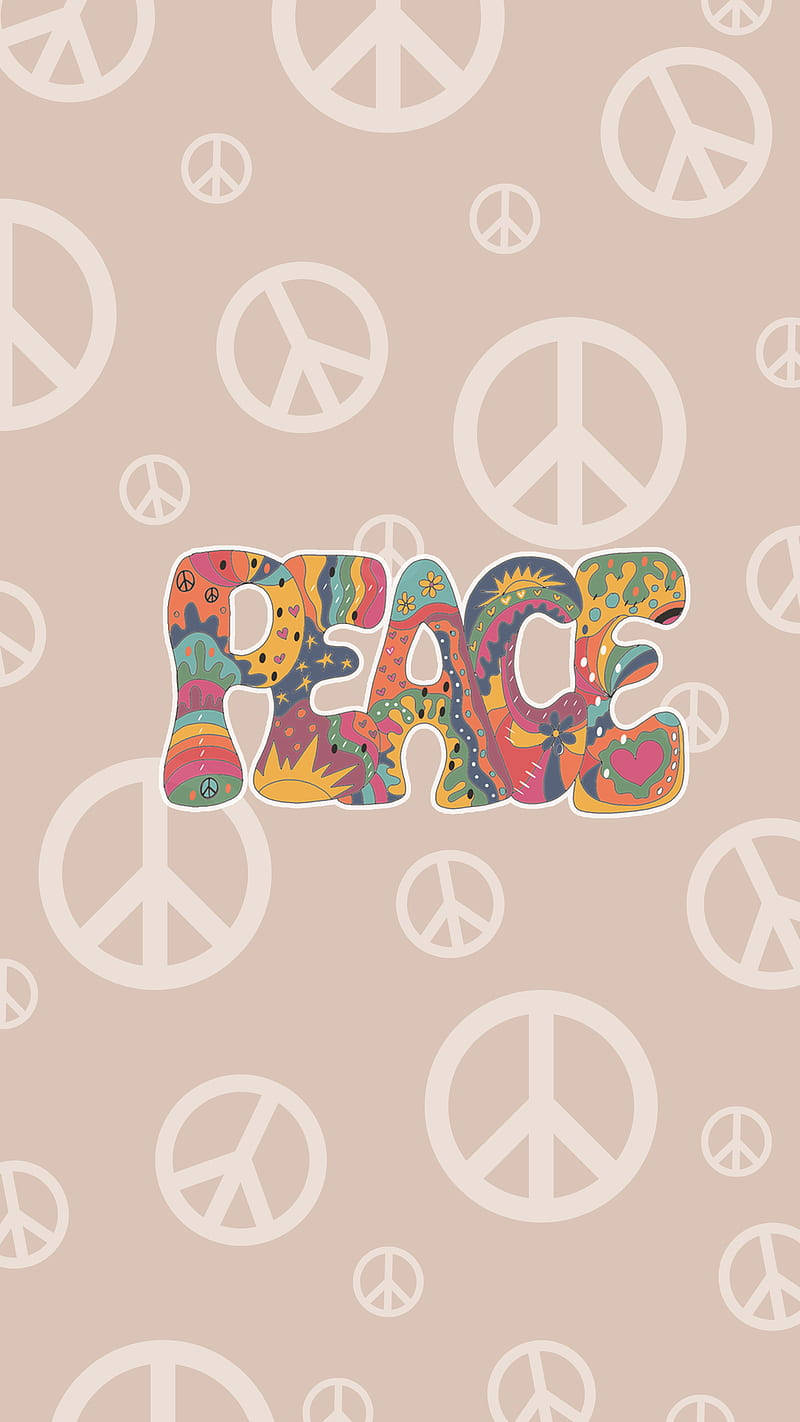 Peace Symbol, pastel background, colorful 'PEACE' text, HD Phone Wallpaper