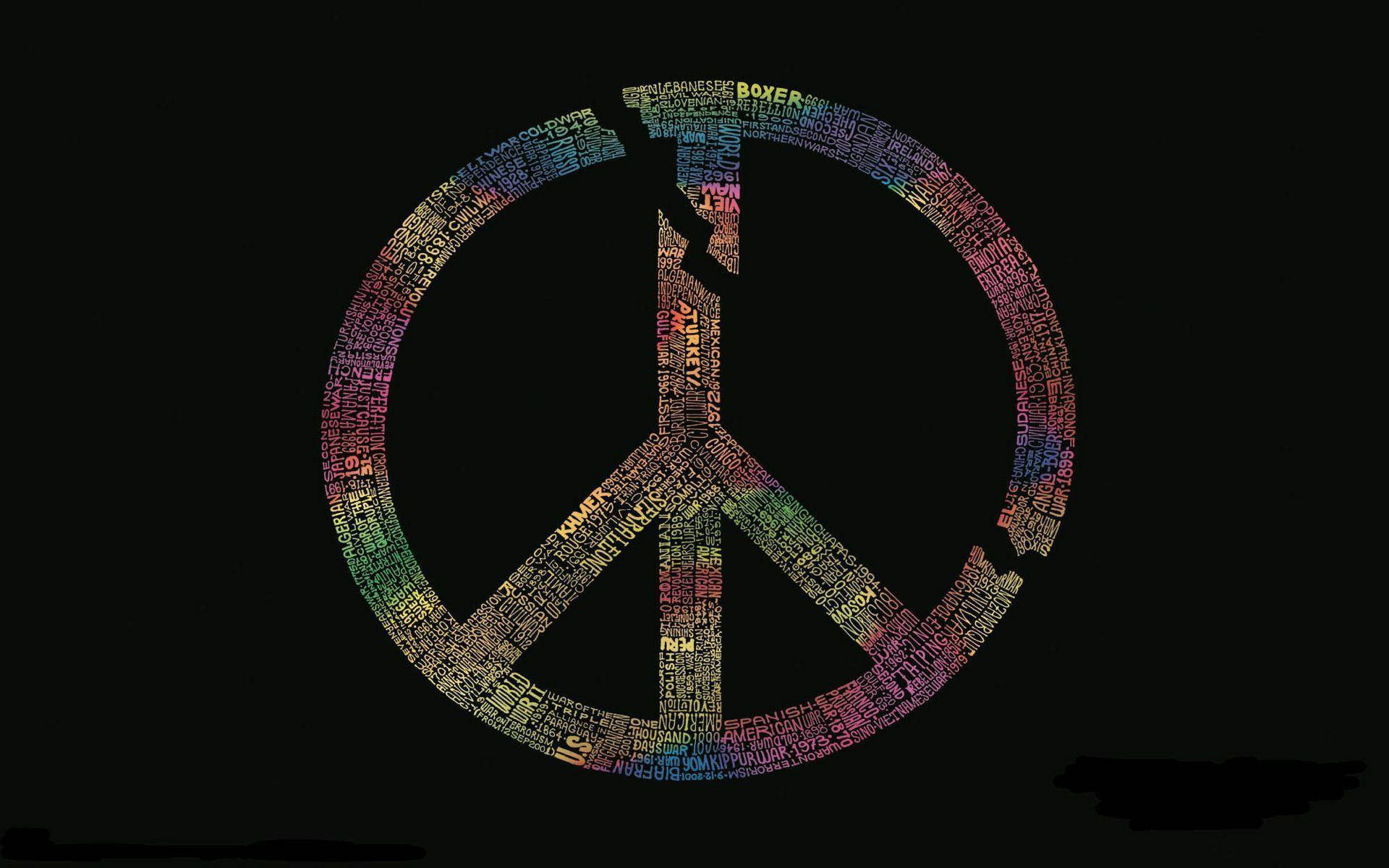 peace symbol, rainbow-colored, text words, Full HD Desktop Wallpaper