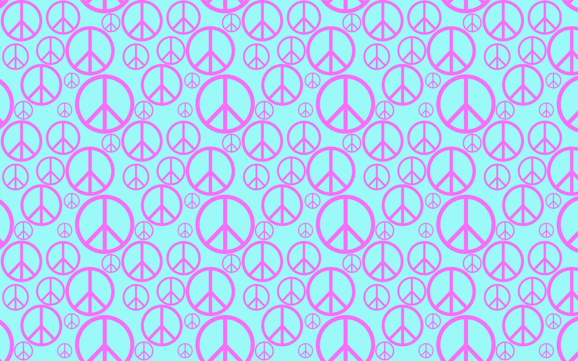 magenta peace pattern, pink peace symbols, light blue background, Full HD Desktop Wallpaper
