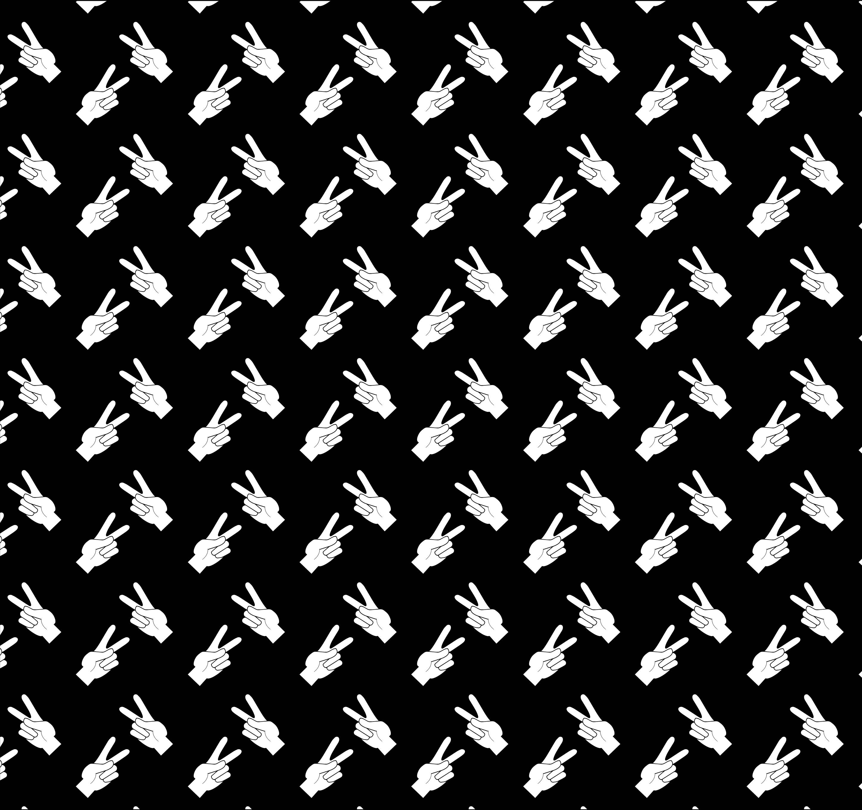 peace sign, white, black, 2K Desktop Wallpaper