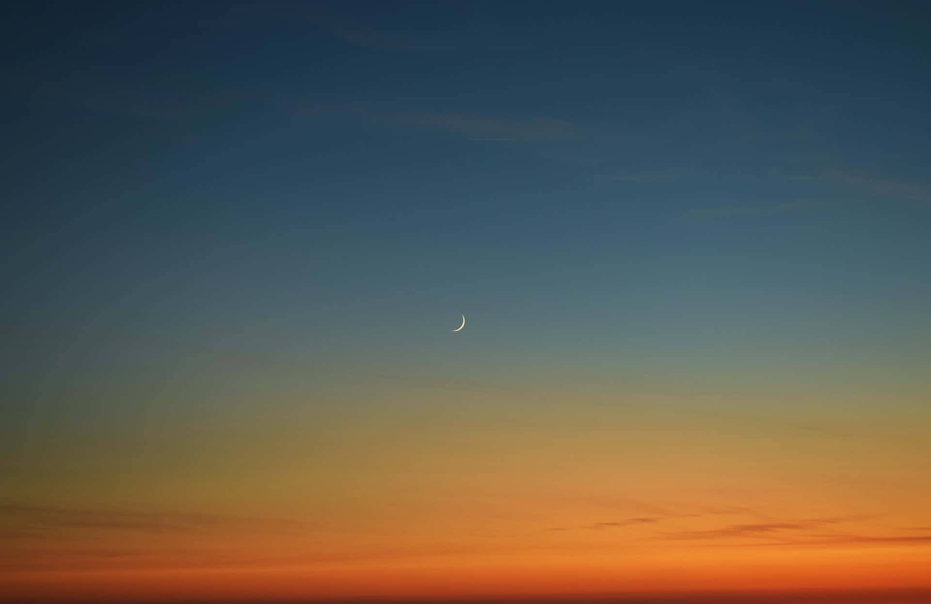crescent moon, twilight sky, deep blue, Full HD Desktop Wallpaper
