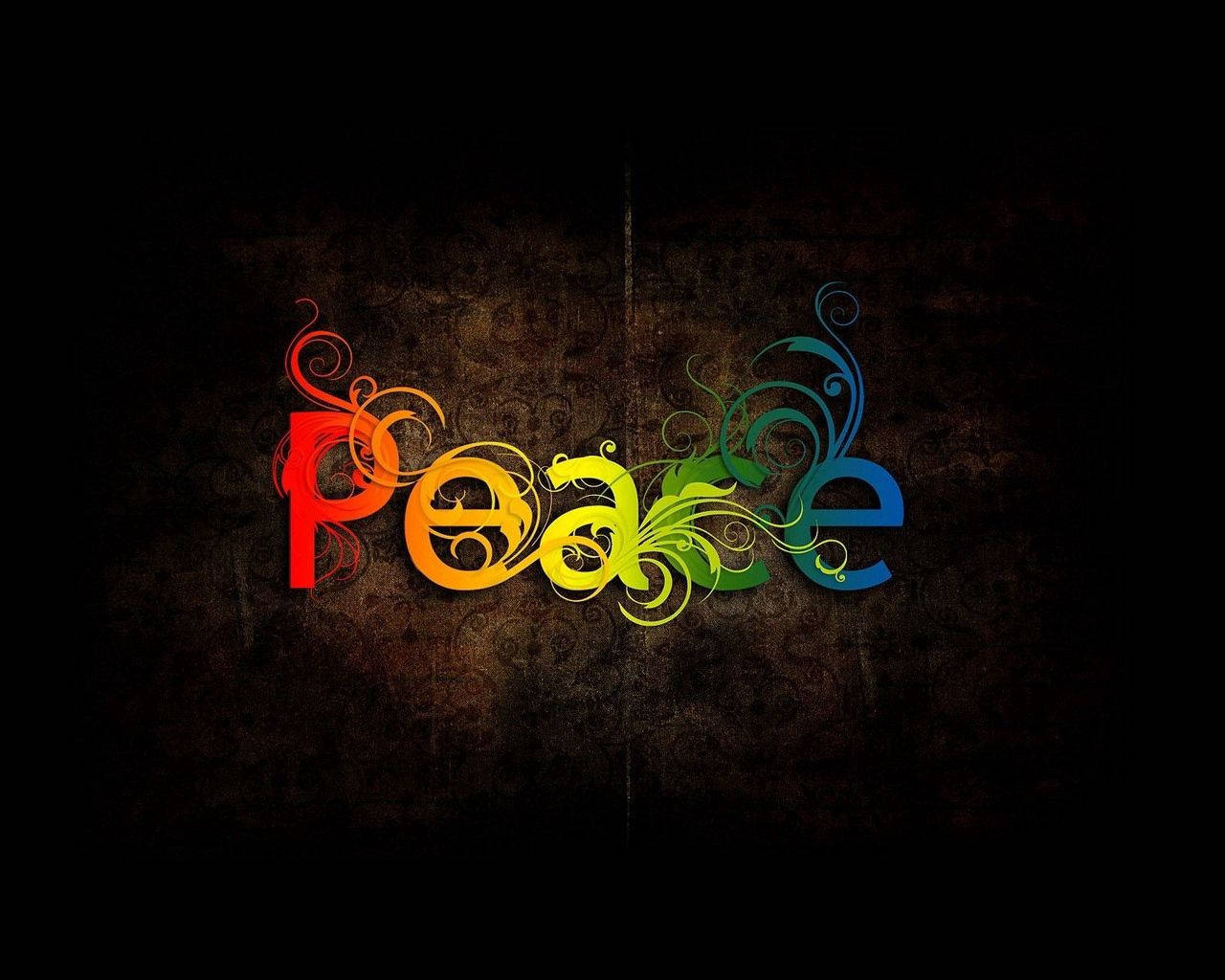 Peace, rainbow swirls, glows, HD Desktop Wallpaper