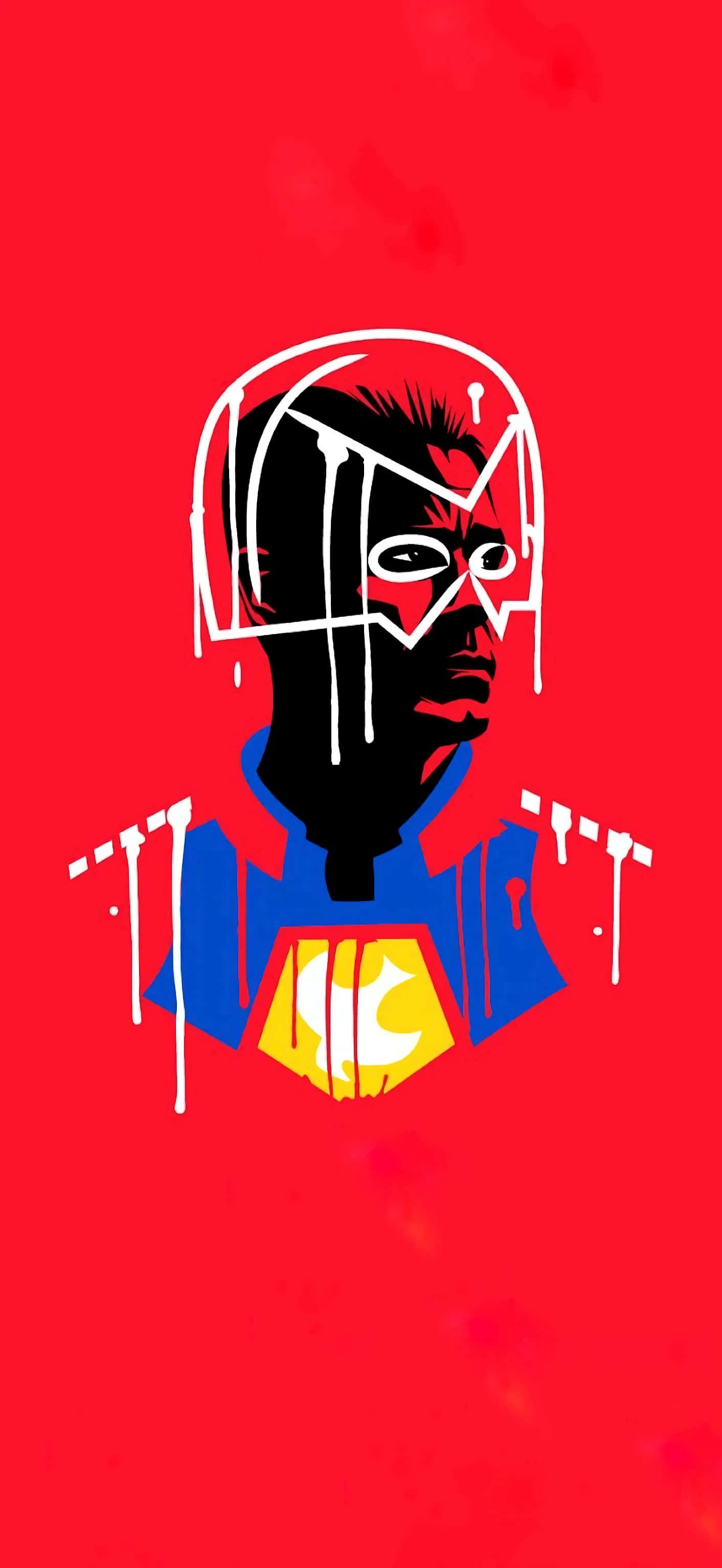 Peacemaker, red background, blue costume, 2K Phone Wallpaper