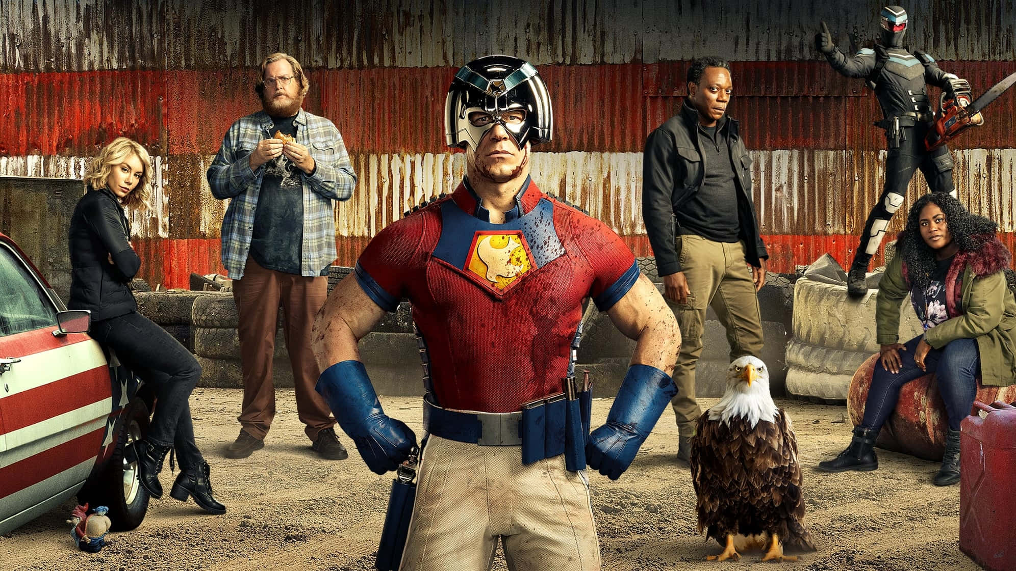 Peacemaker, 1992, red and blue costume, Full HD Desktop Wallpaper