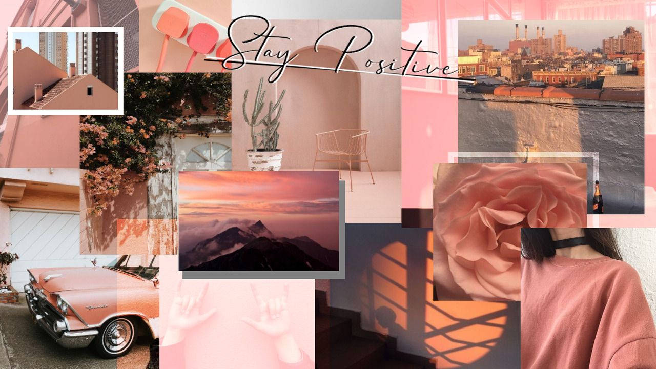 Dark Peach Aesthetic Laptop, vintage car, mountain sunset, HD Desktop Wallpaper