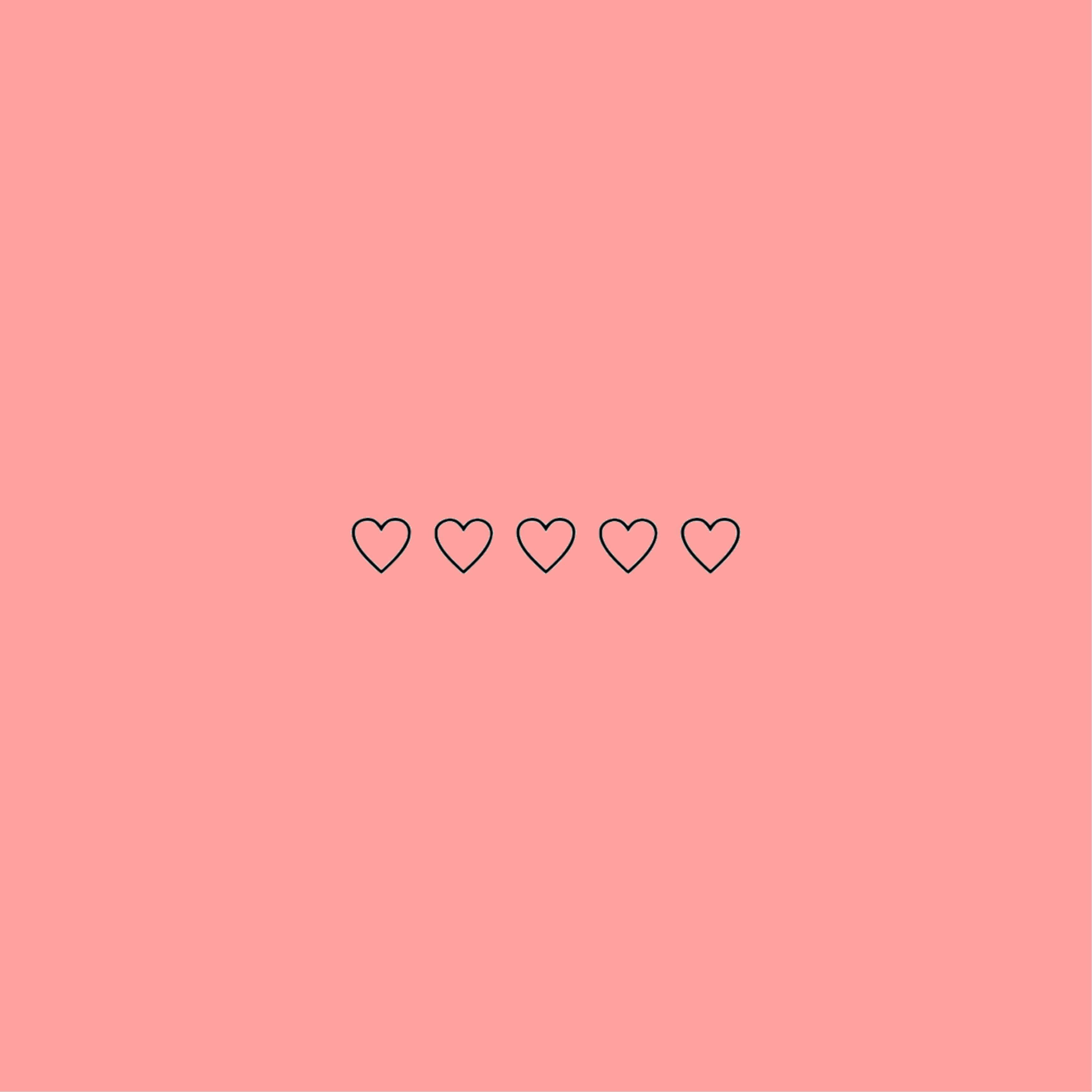 Peach Aesthetic, hearts, black heart outlines, 2K Desktop Wallpaper