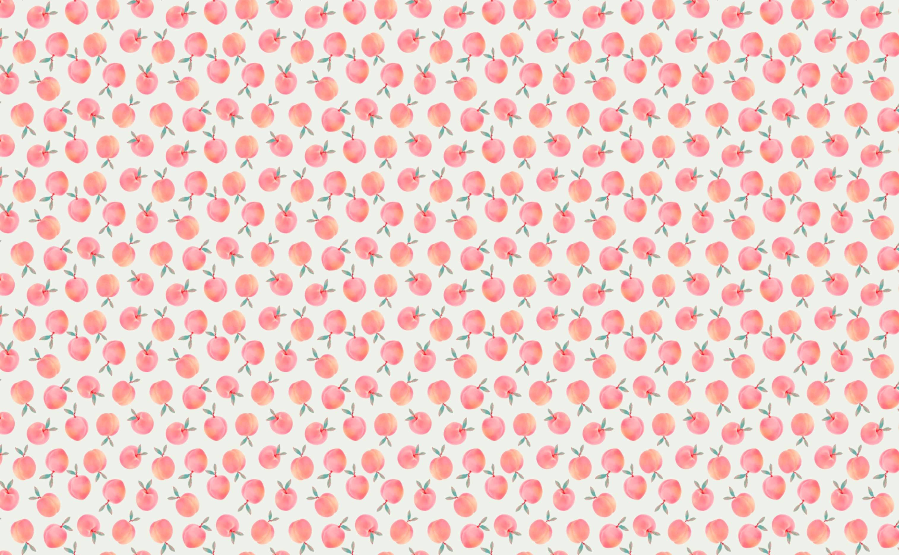 peach aesthetic, watercolor pattern, soft pink peaches, 2K Desktop Wallpaper