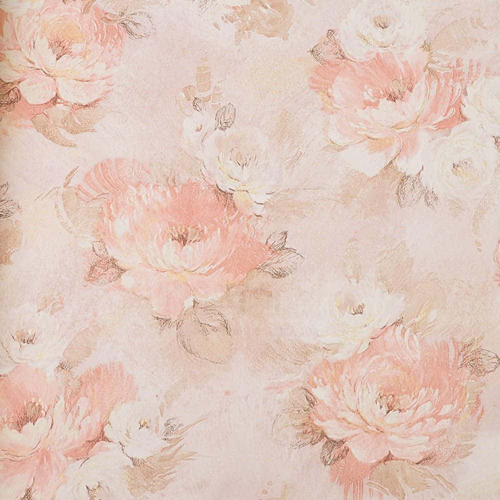 vintage peach, white flowers, blush, SD Desktop Wallpaper