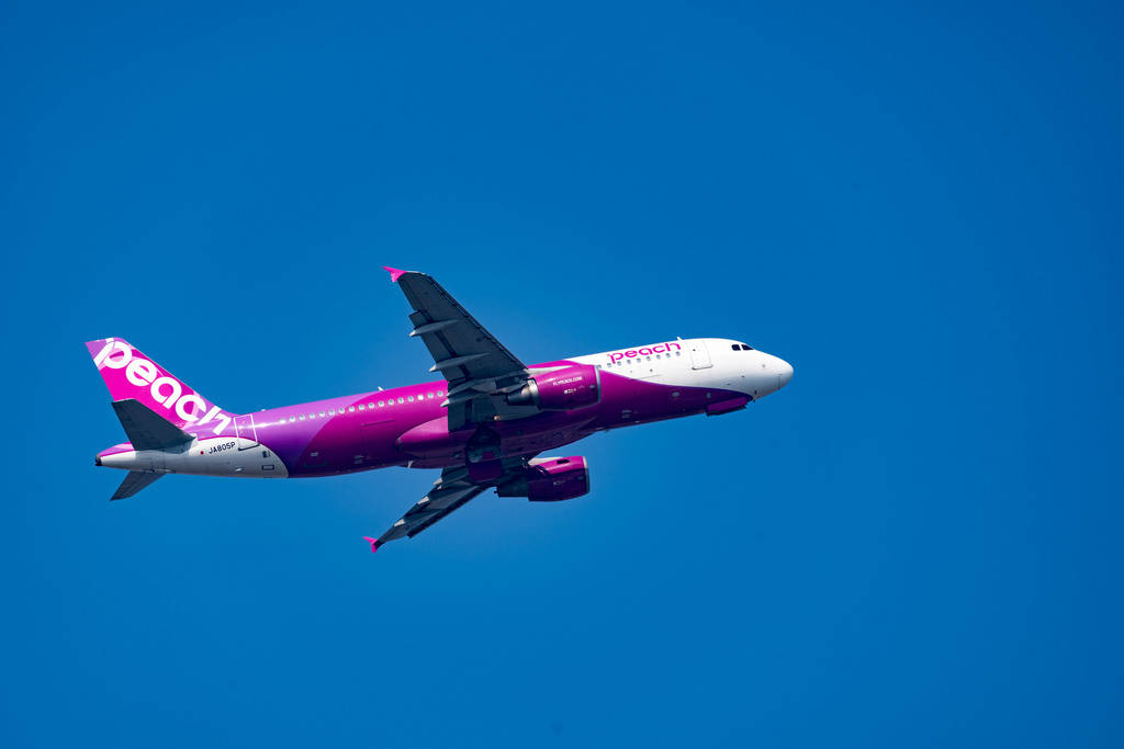 Peach Aviation, vibrant pink, clear blue sky, SD Desktop Wallpaper