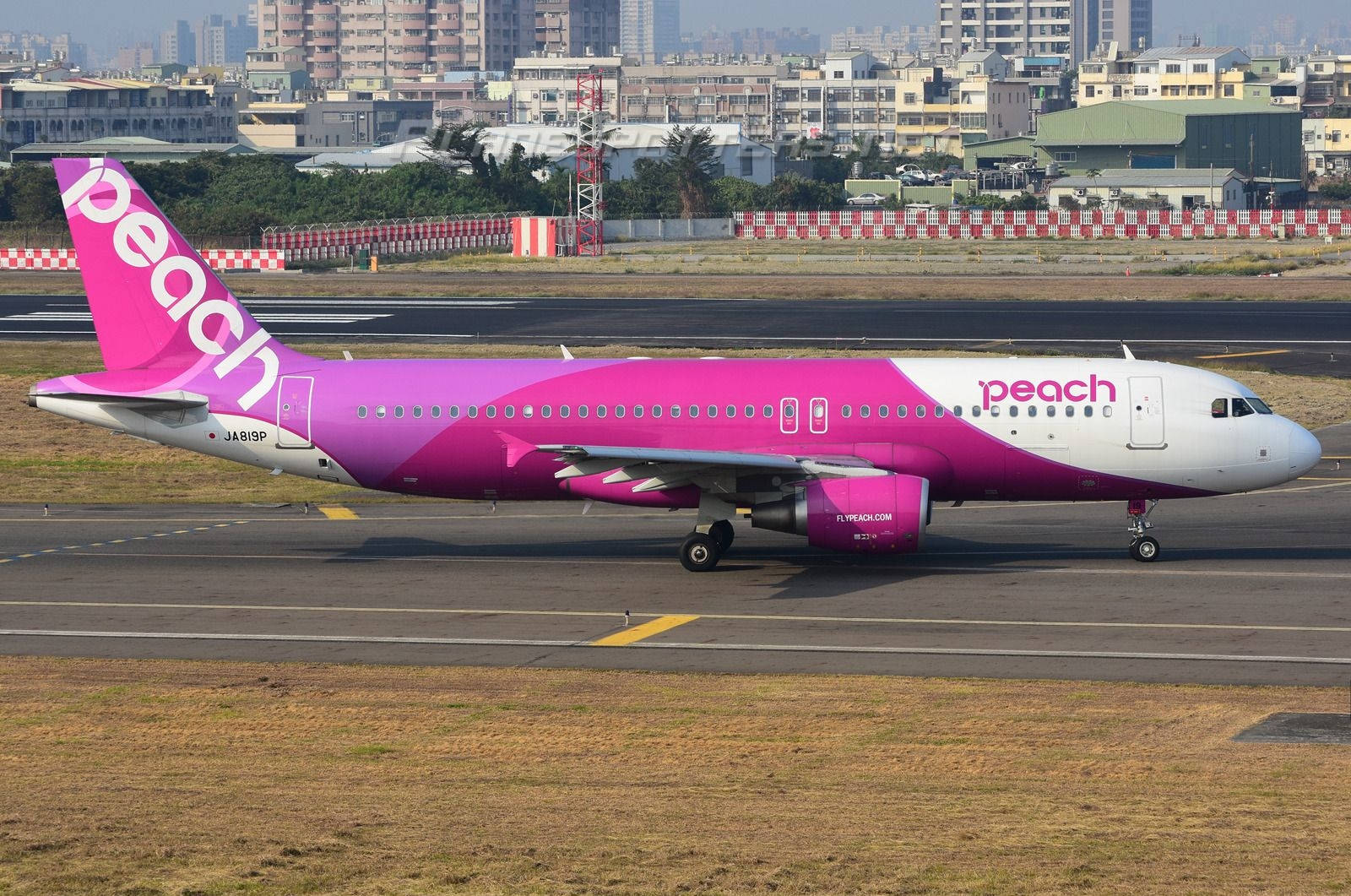 Peach Aviation, pink, runway, HD Desktop Wallpaper