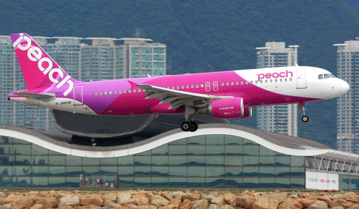 Peach Aviation, vibrant pink, jet, HD Desktop Wallpaper