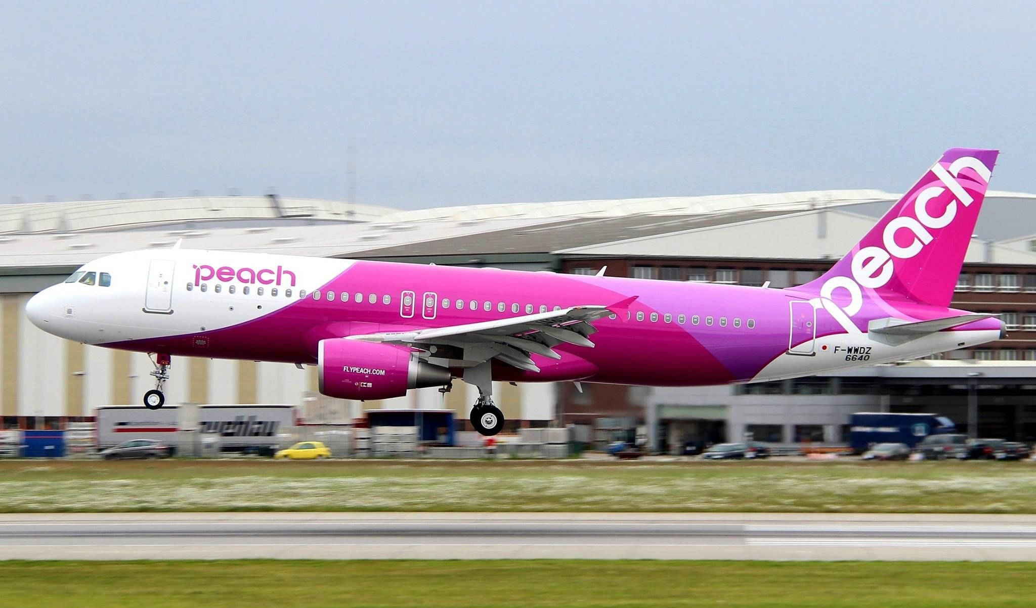 Peach Aviation, vibrant pink, jet, Full HD Desktop Wallpaper