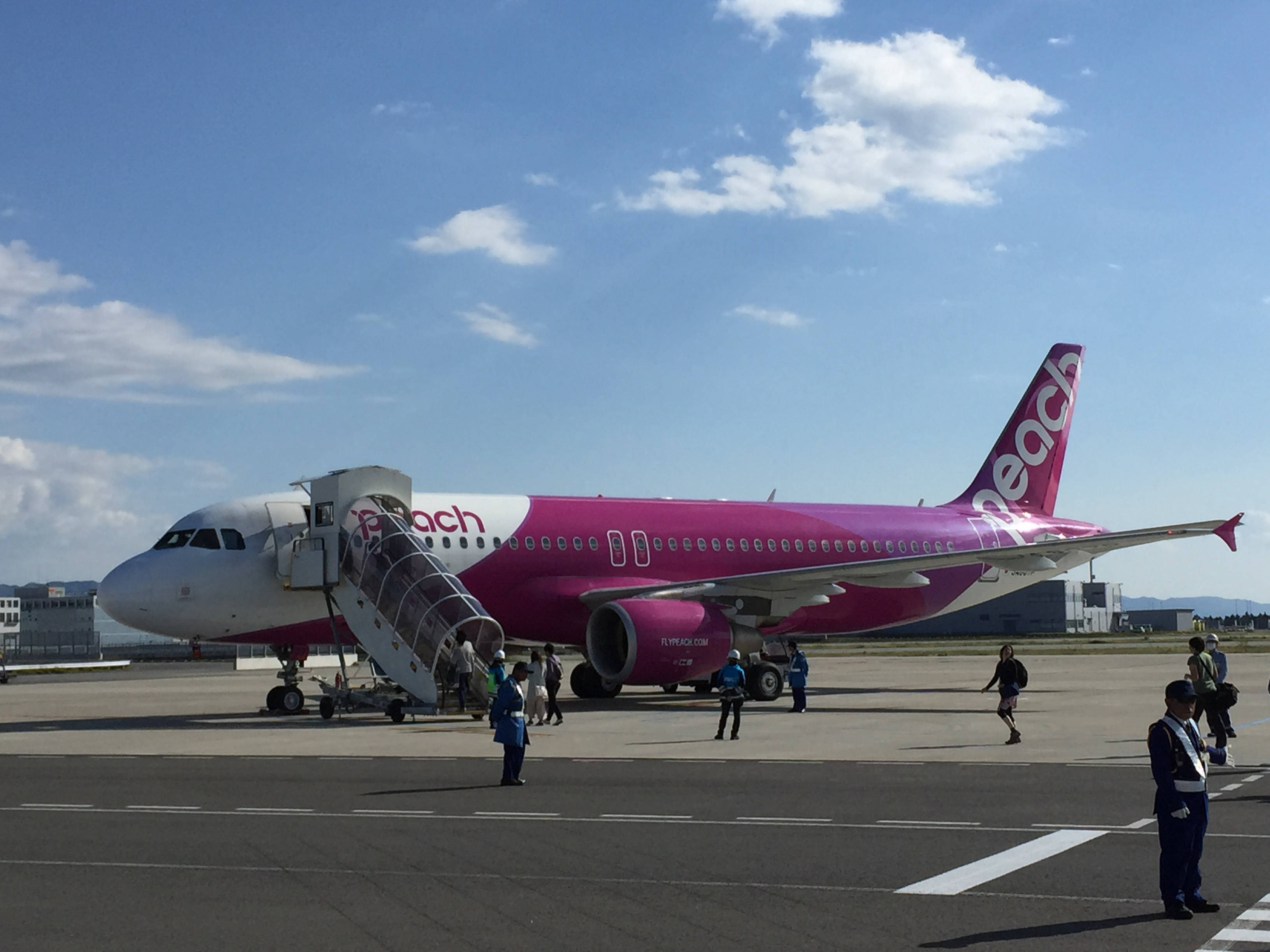 Peach Aviation, vibrant pink, sunny tarmac, 2K Desktop Wallpaper