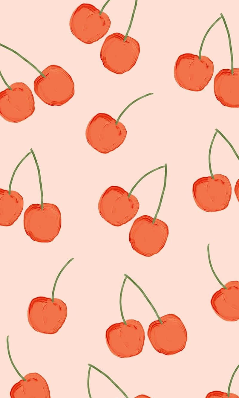 peach, cherries, soft peach background, HD Phone Wallpaper