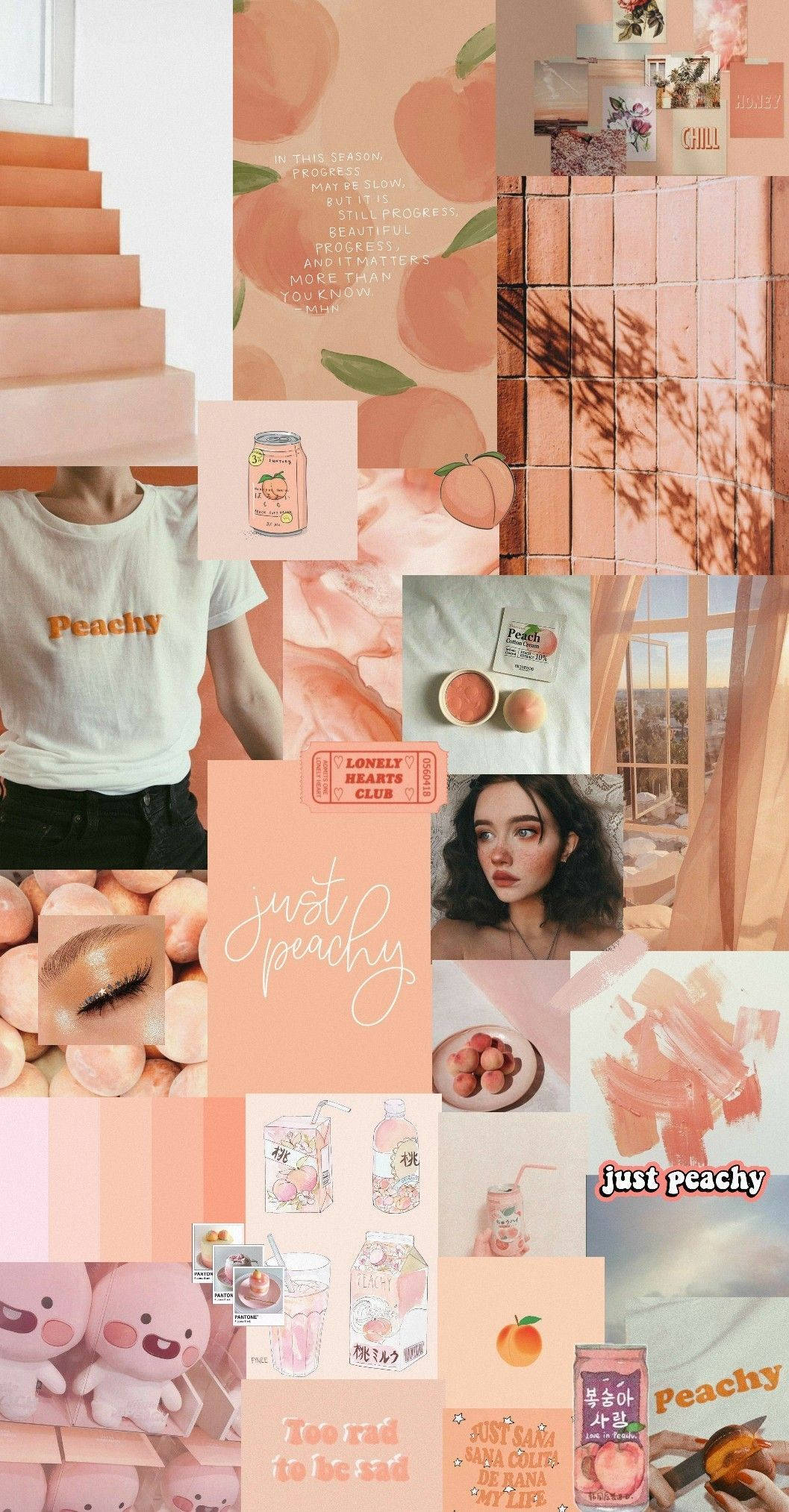 peach aesthetic, gradient stairs, peach shirt, Full HD Phone Wallpaper