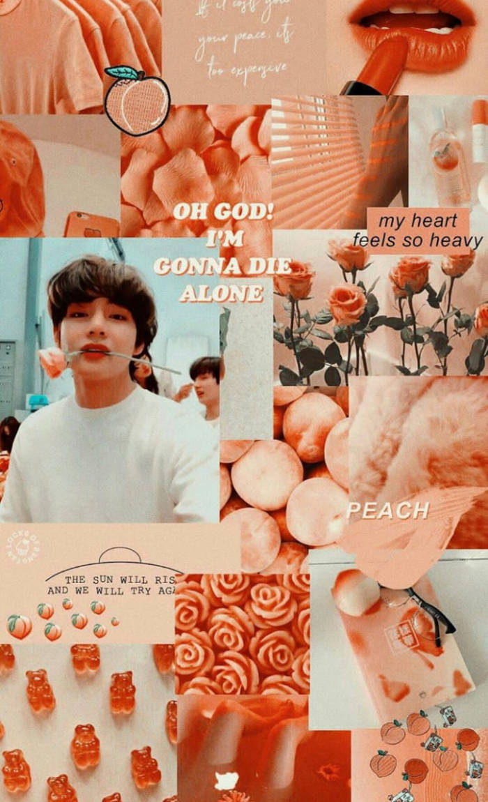 peach color, roses, gummy bears, SD Phone Wallpaper