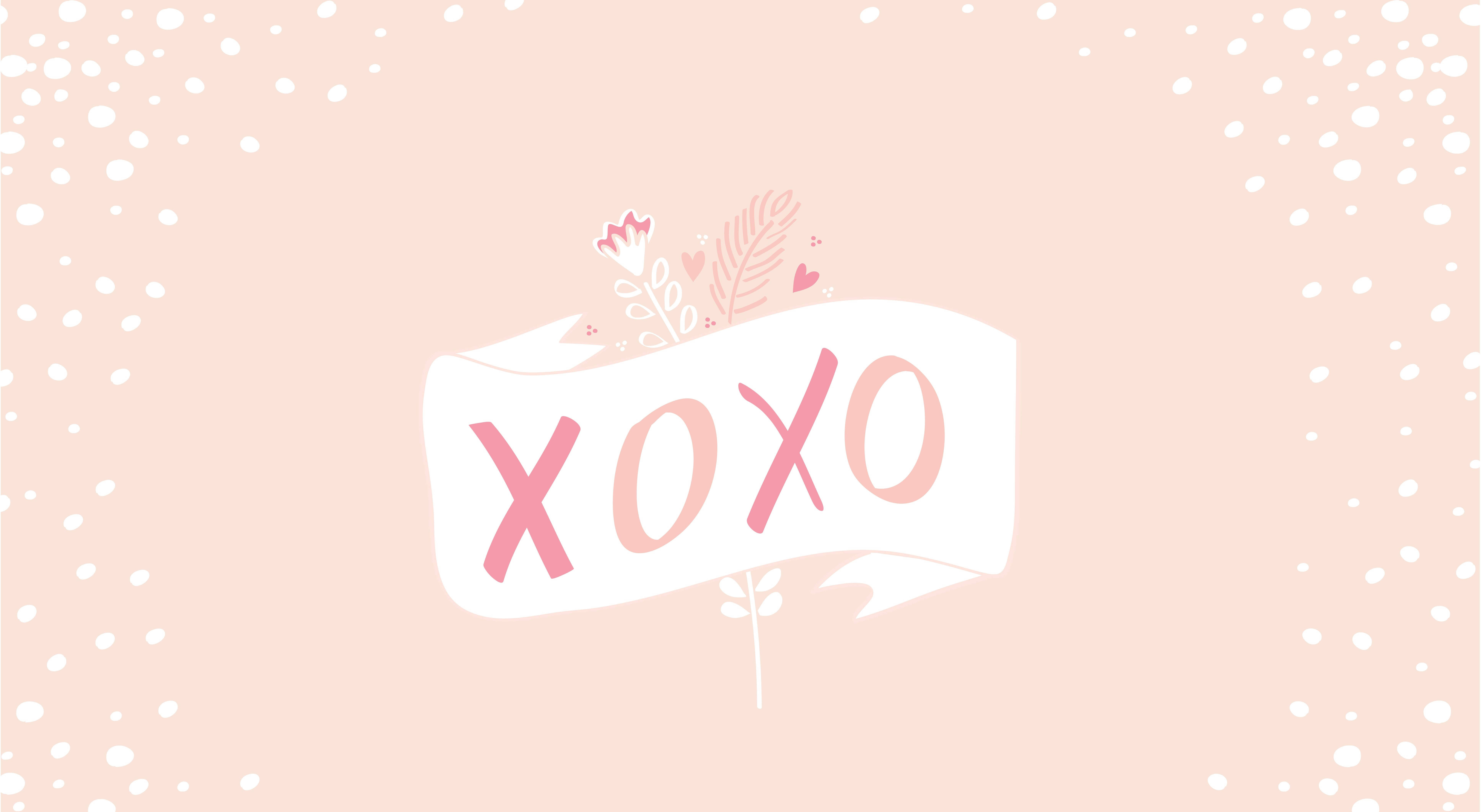 Pastel 4K XOXO, soft pink banner, XOXO in playful script, 8K Desktop Wallpaper