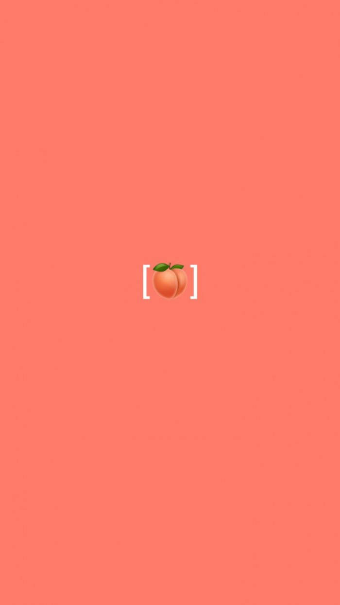 peach emoji, coral background, white brackets, SD Phone Wallpaper