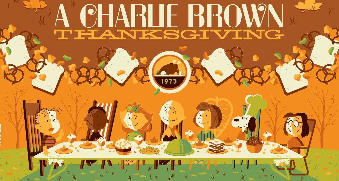 Peanuts, Thanksgiving, table, HD Desktop Wallpaper