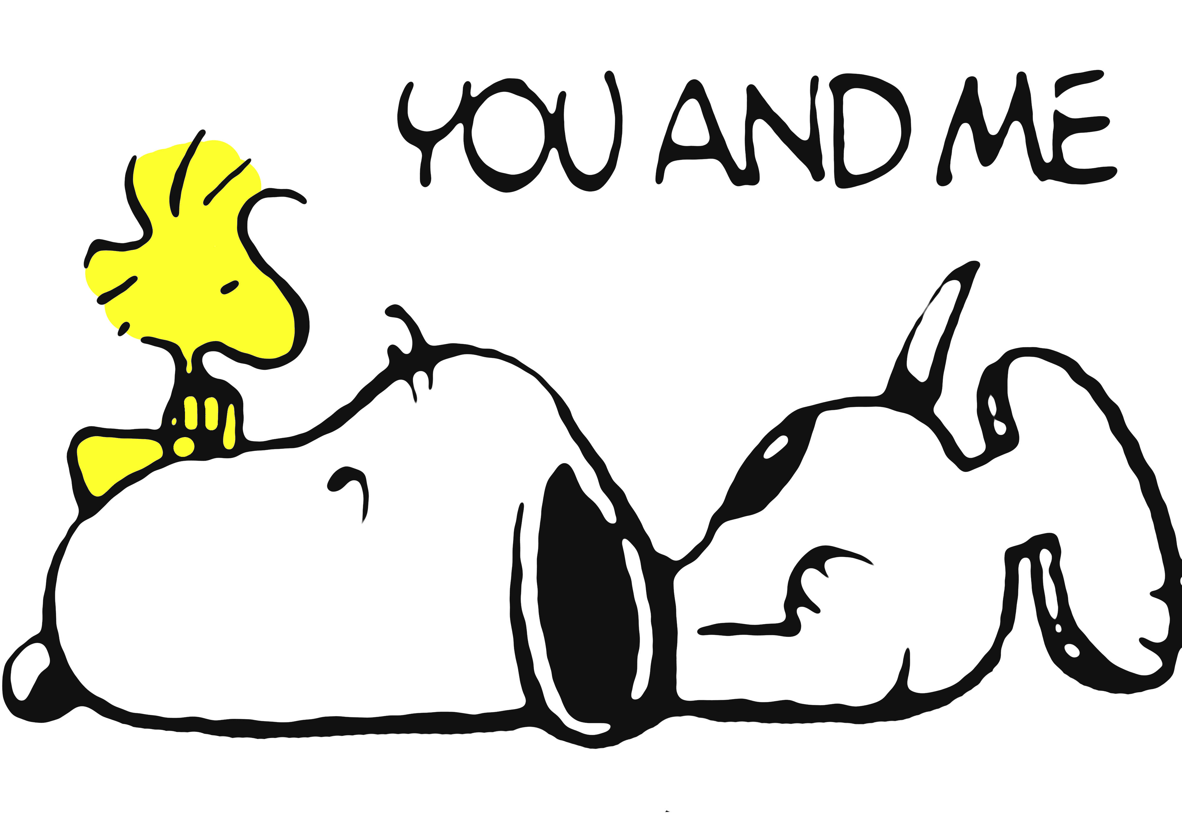 Peanuts, yellow bird, black and white dog, 4K Desktop Wallpaper