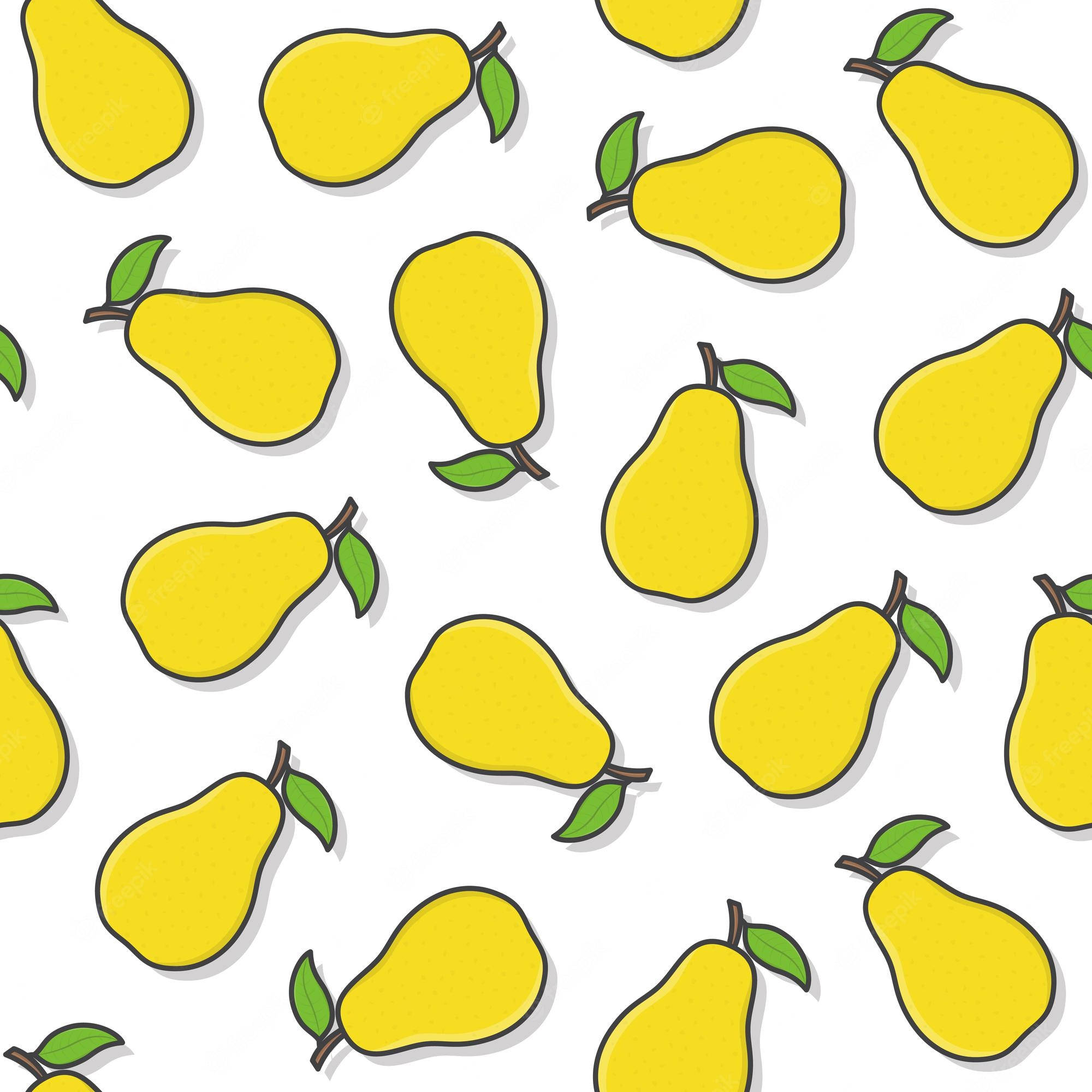 pear fruit, bright yellow, green leaves, Full HD Desktop Wallpaper