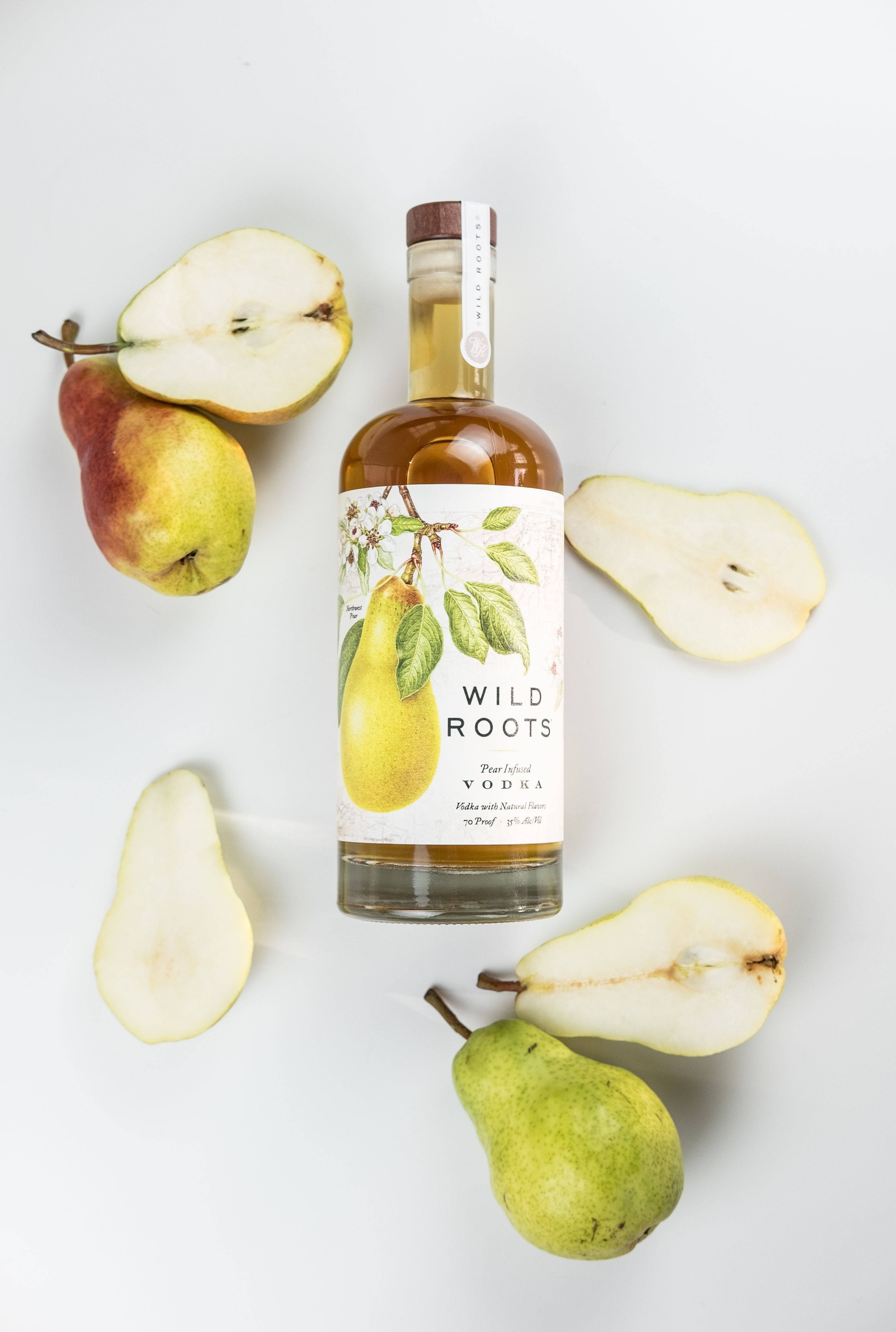 Wild Roots, pear-infused vodka, whole fresh pears, 4K Phone Wallpaper