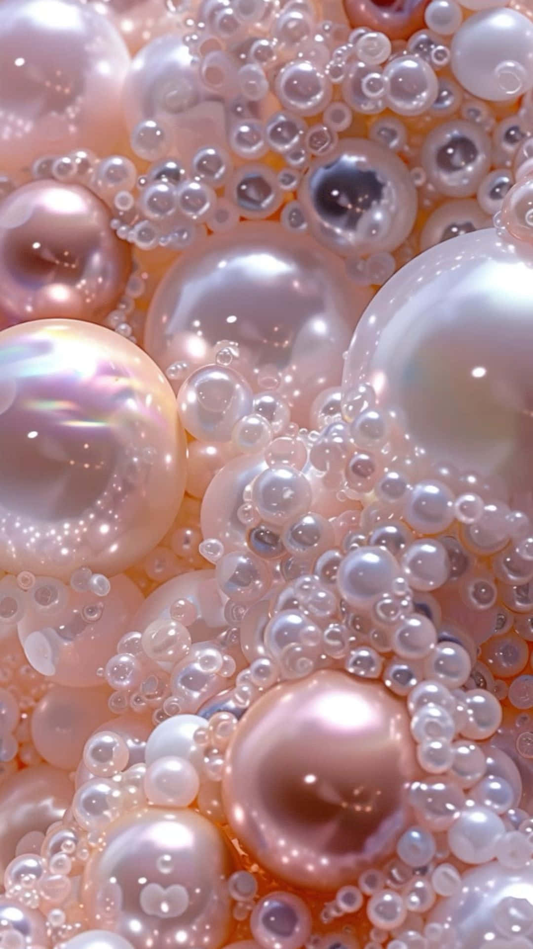 pearlescent bubbles, glossy pearls, soft pink, Full HD Phone Wallpaper