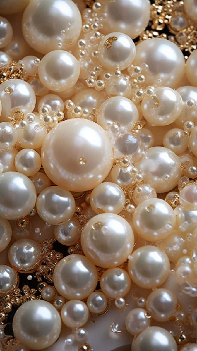 pearl jewelry, cream pearls, gold pearls, SD Phone Wallpaper