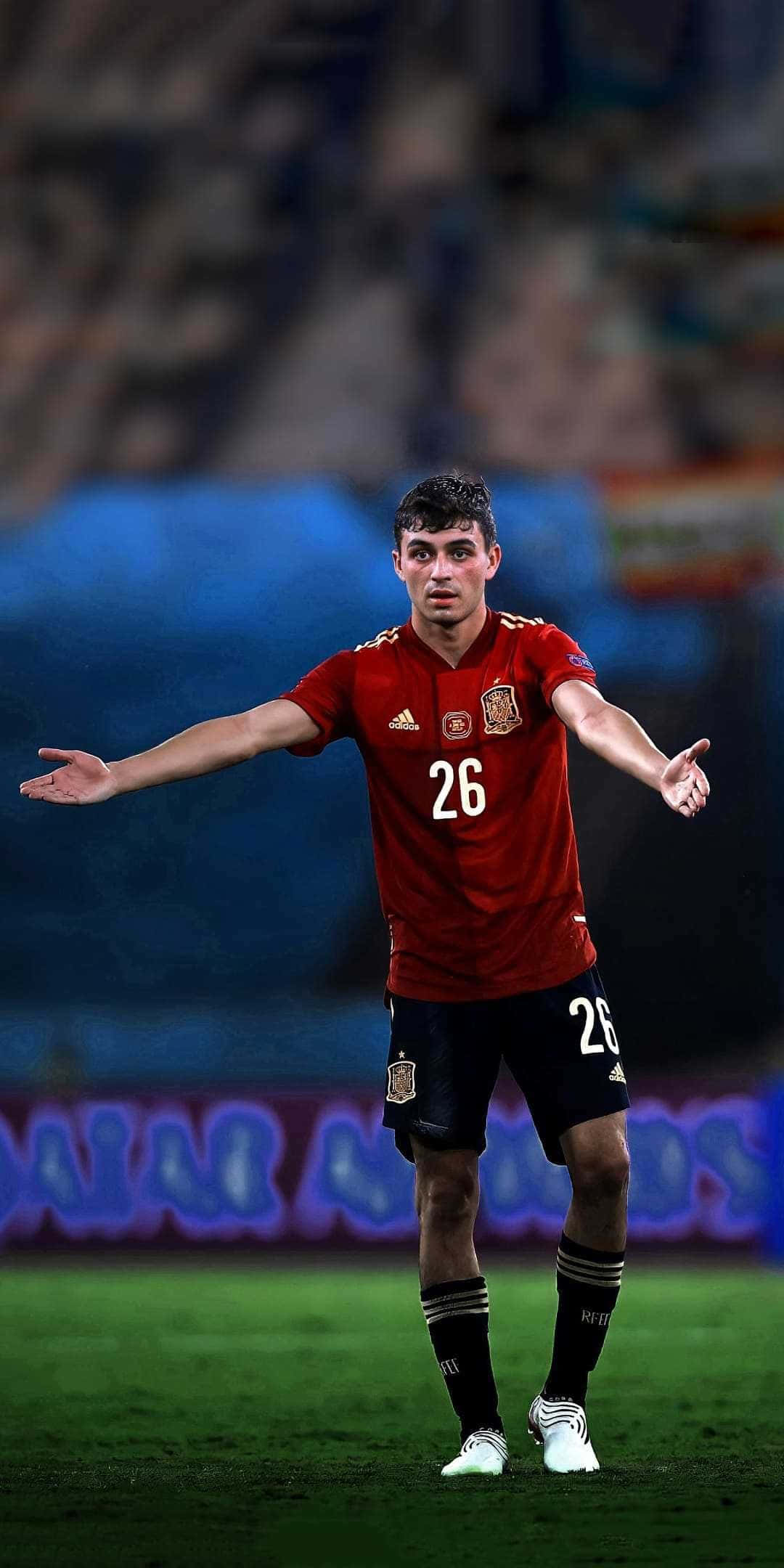 Pedri, red jersey, number 26, Full HD Phone Wallpaper