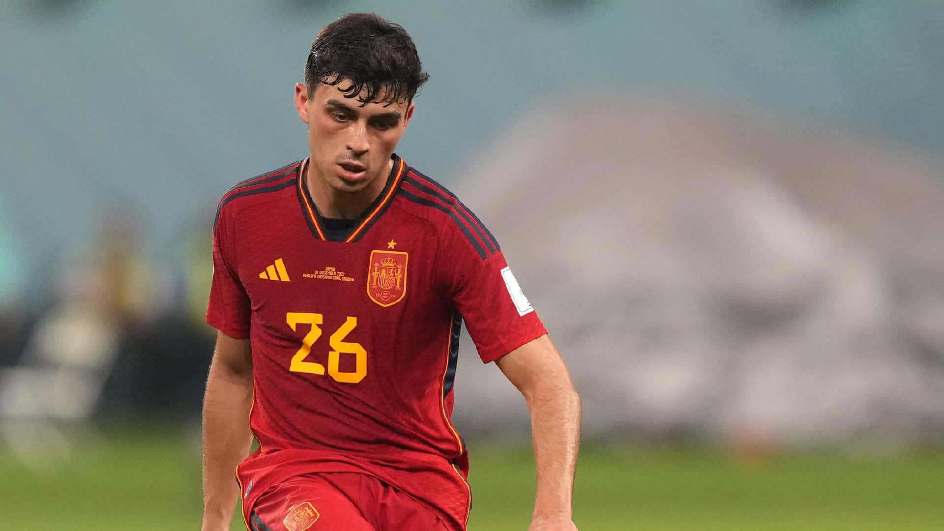 Pedri, red jersey, number 26, Full HD Desktop Wallpaper